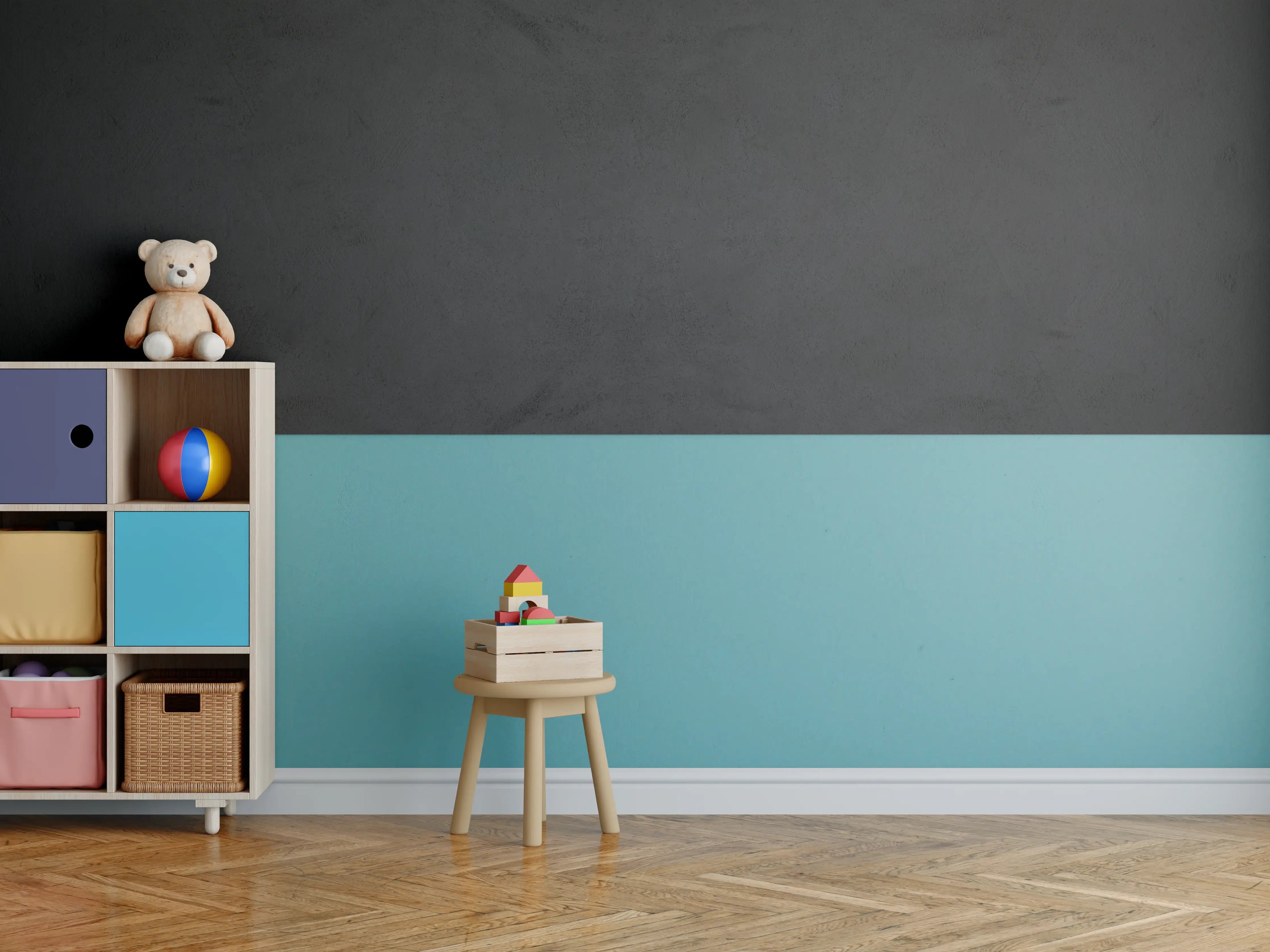 Kinderzimmer Wandgestaltung - Schwarze anthrazit Textur