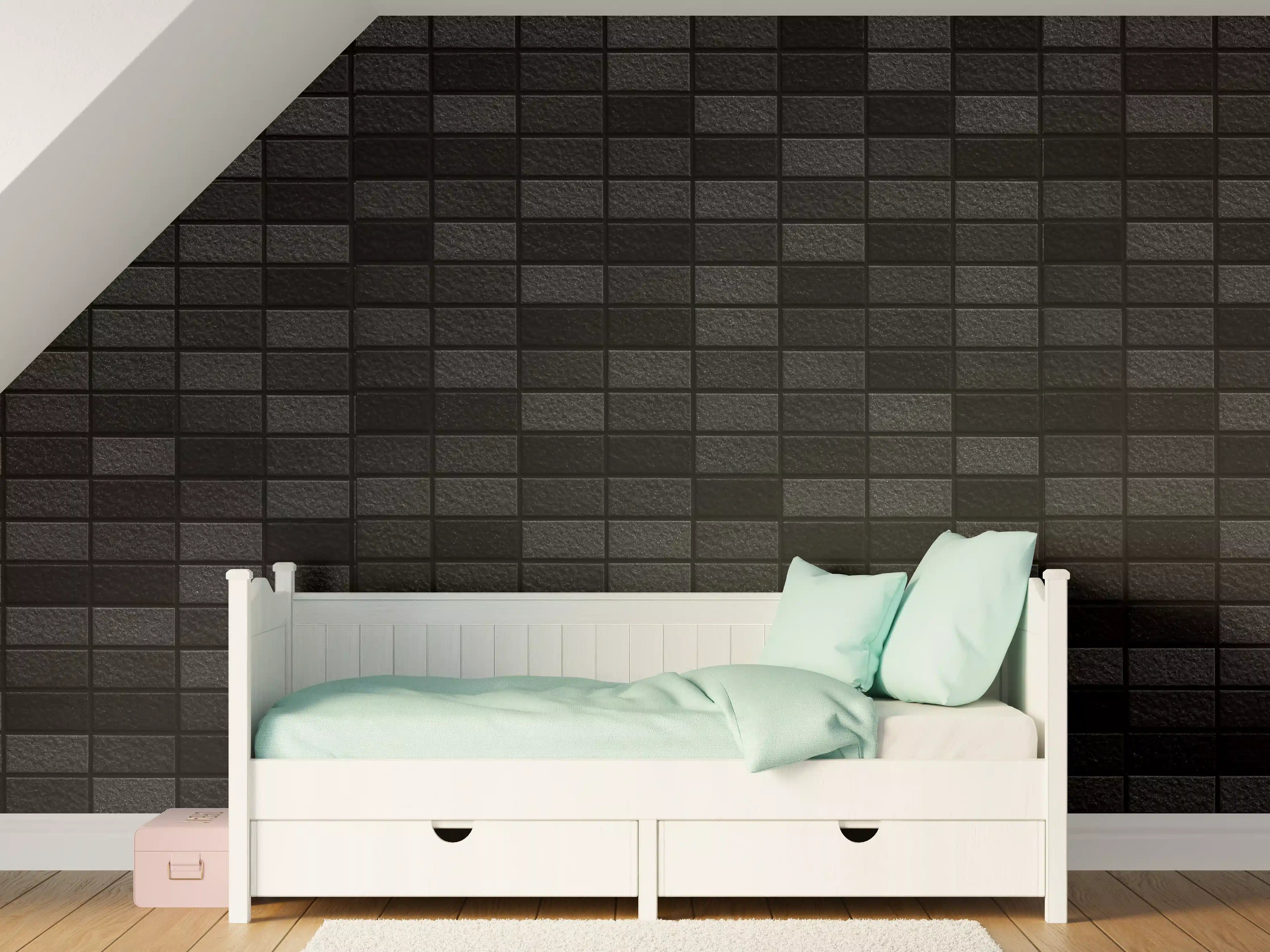 Kinderzimmer Wandgestaltung - Schwarze edle Steinfliesen Hintergrund