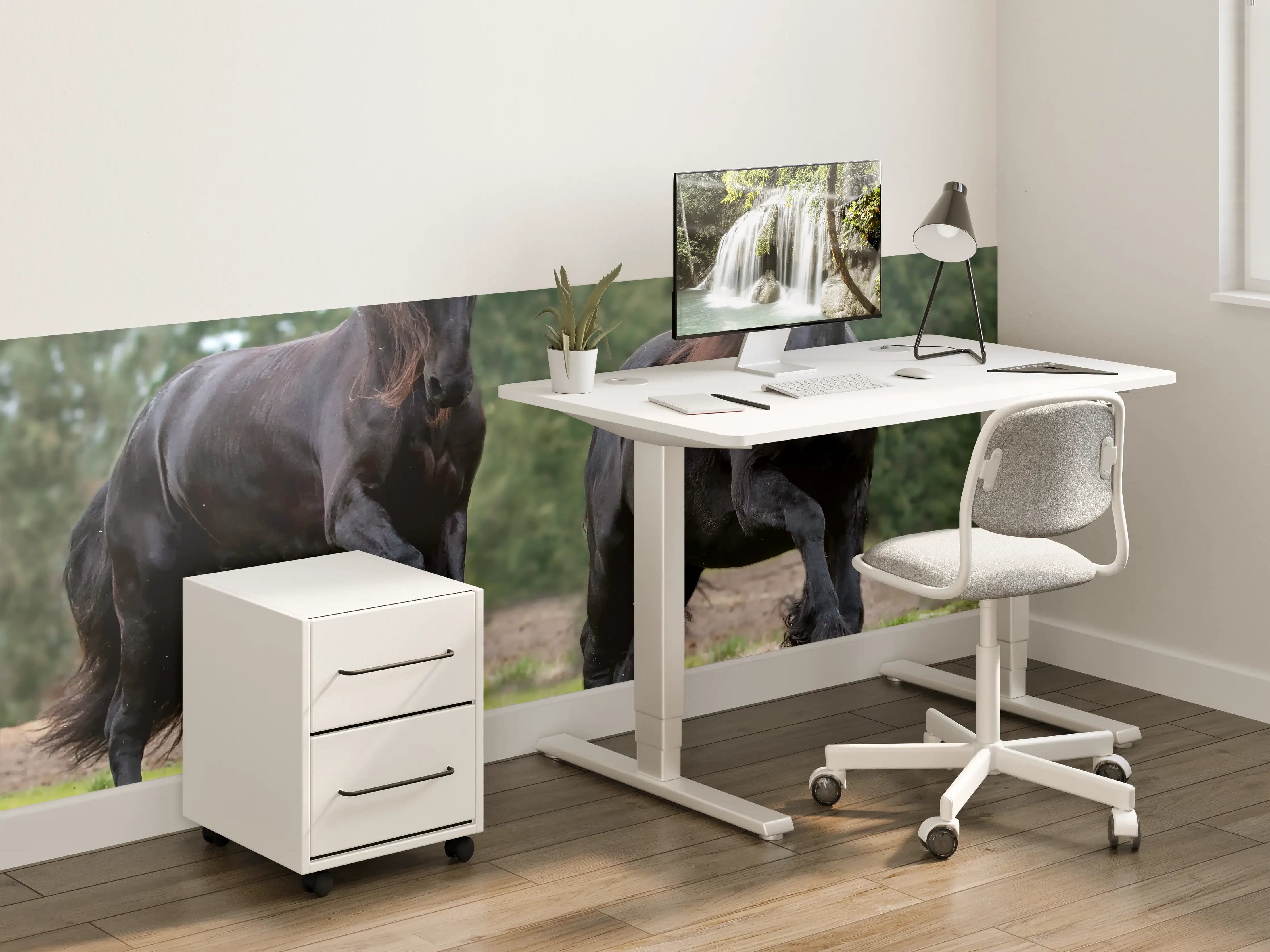 Kinderzimmer Wandgestaltung - Schwarze prächtige Friesenpferde