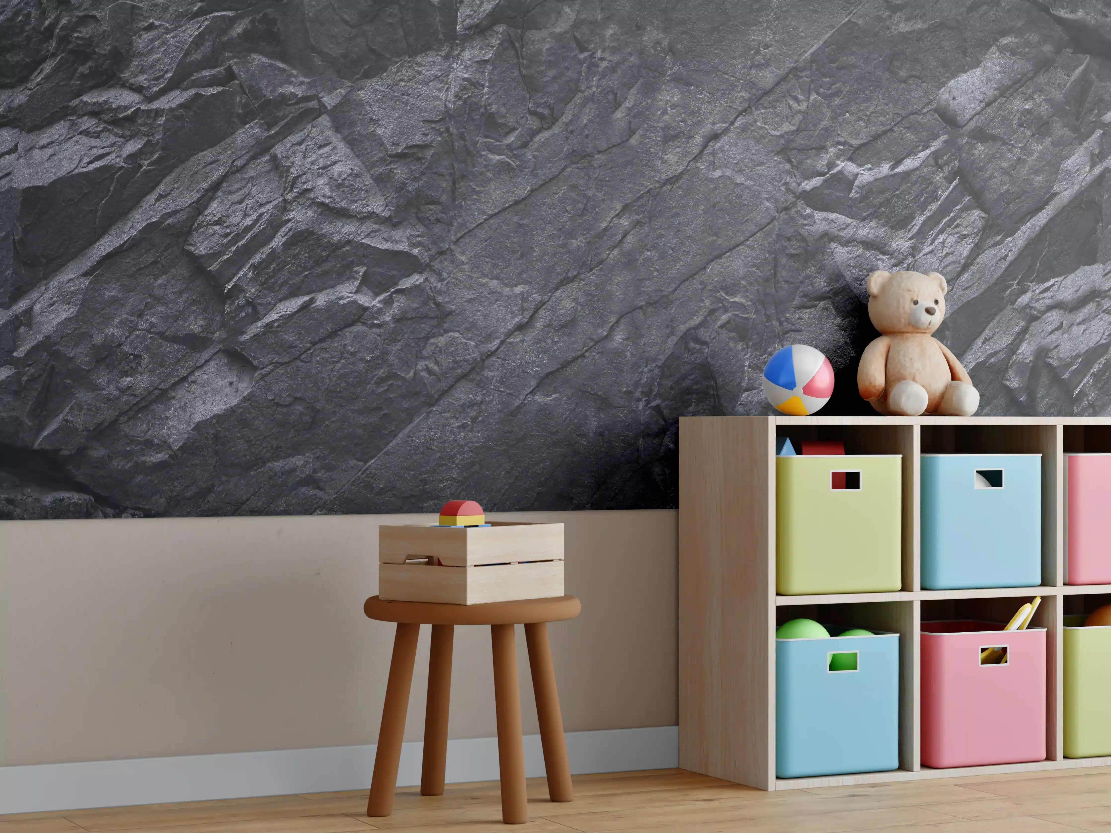 Kinderzimmer Wandgestaltung - Schwarzer Fels