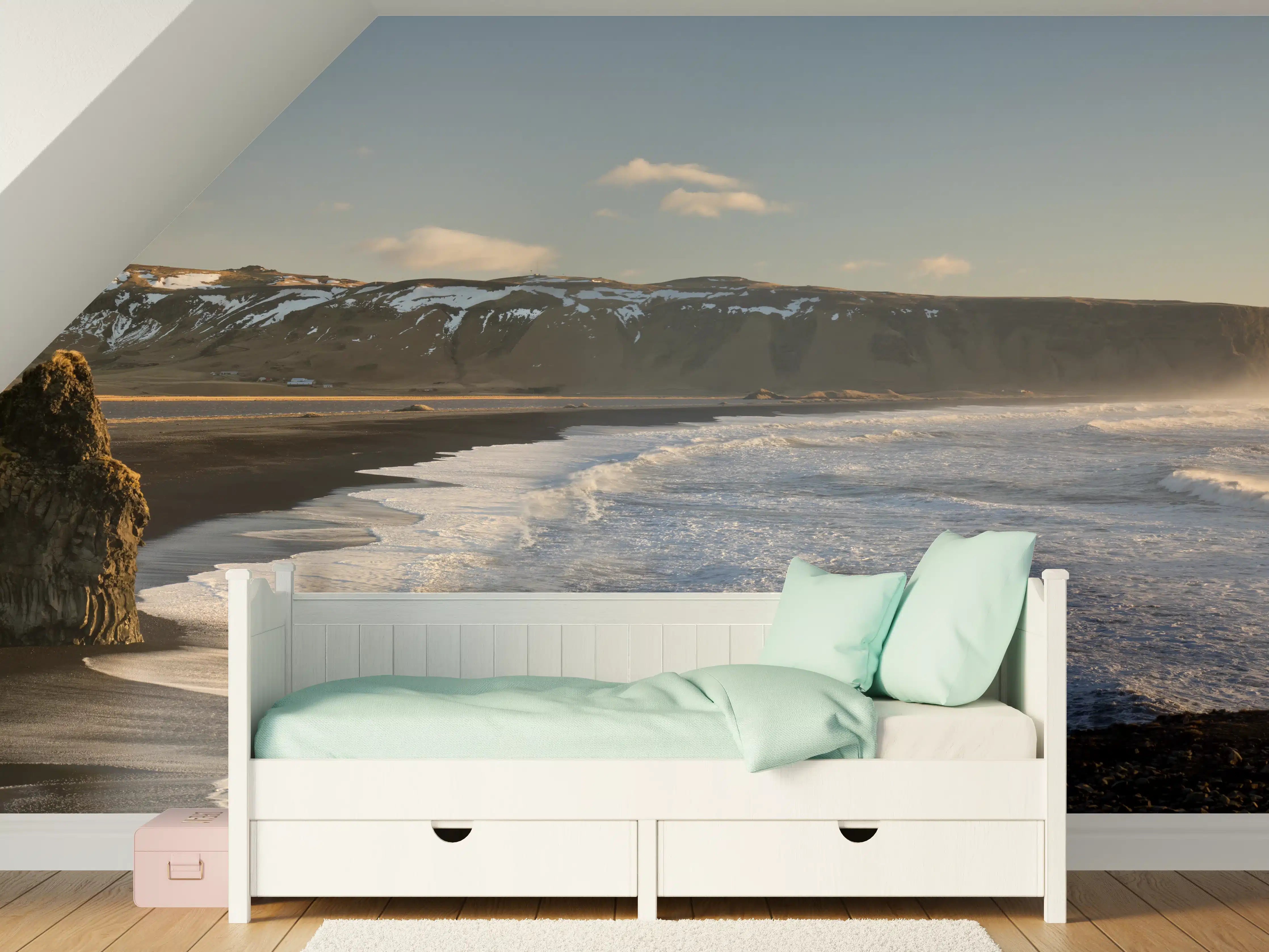 Kinderzimmer Wandgestaltung - Schwarzer Strand von Dyrholaey