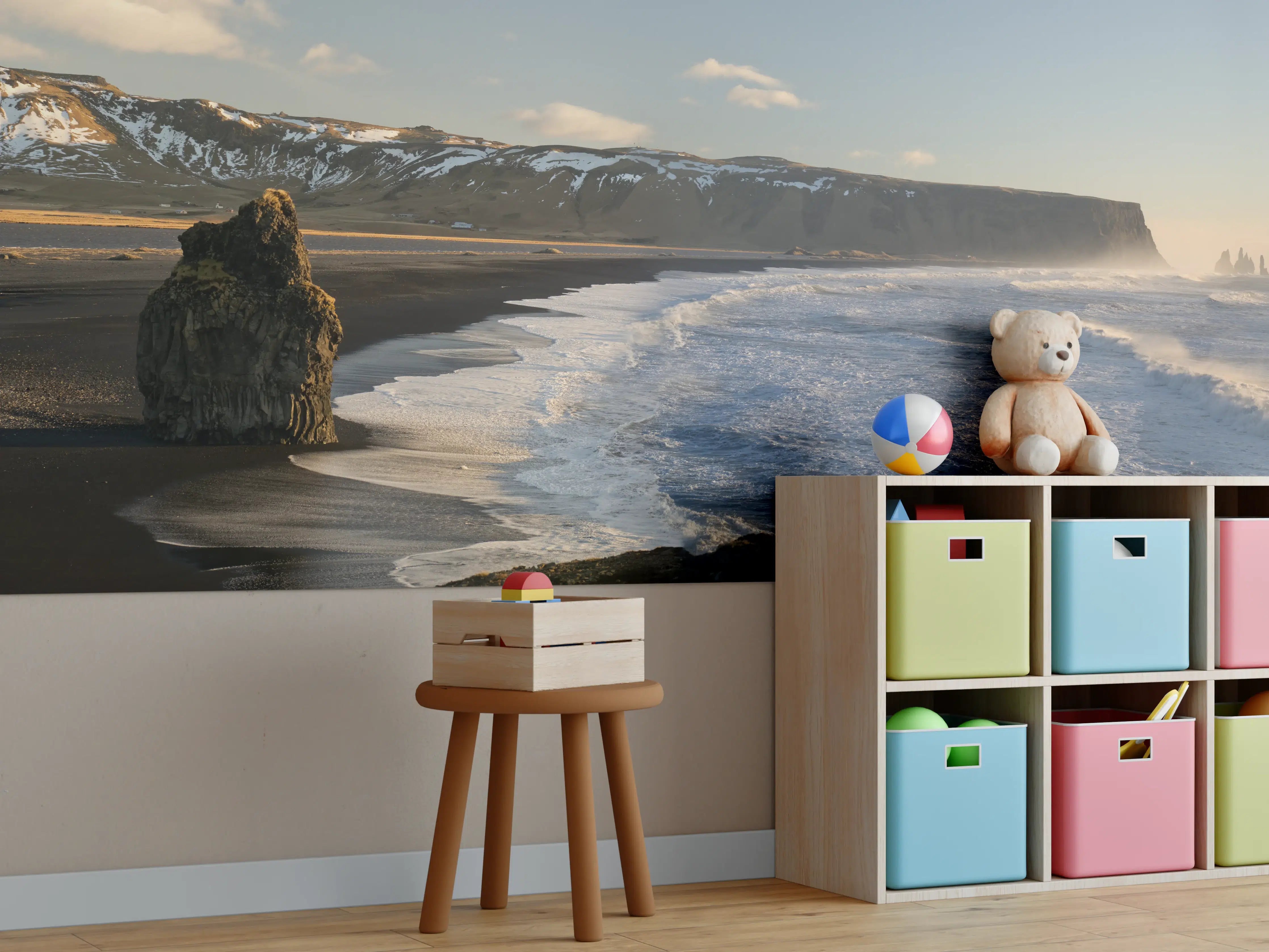 Kinderzimmer Wandgestaltung - Schwarzer Strand von Dyrholaey