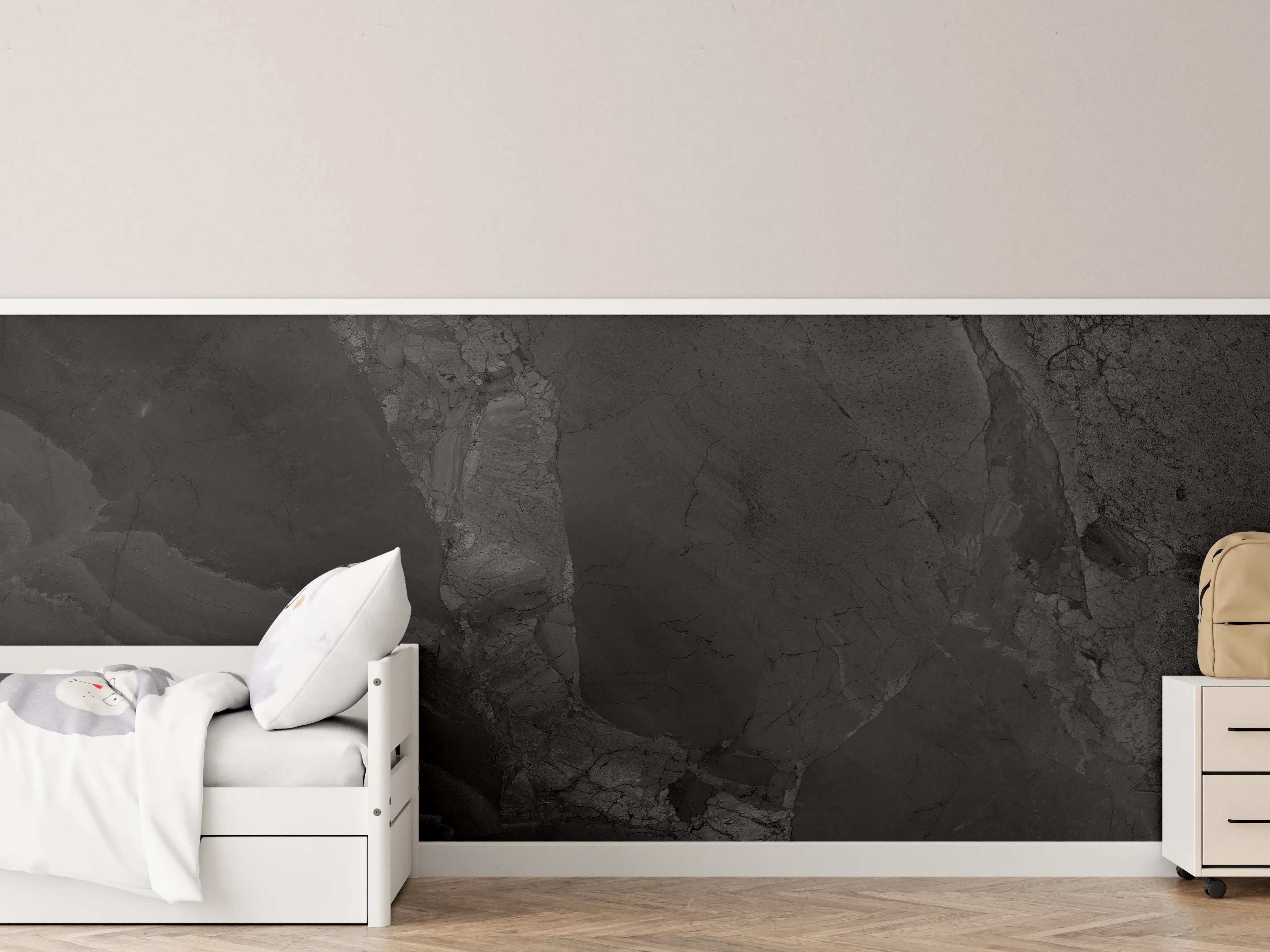 Kinderzimmer Wandgestaltung - Schwarzer dunkler Marmor-Muster