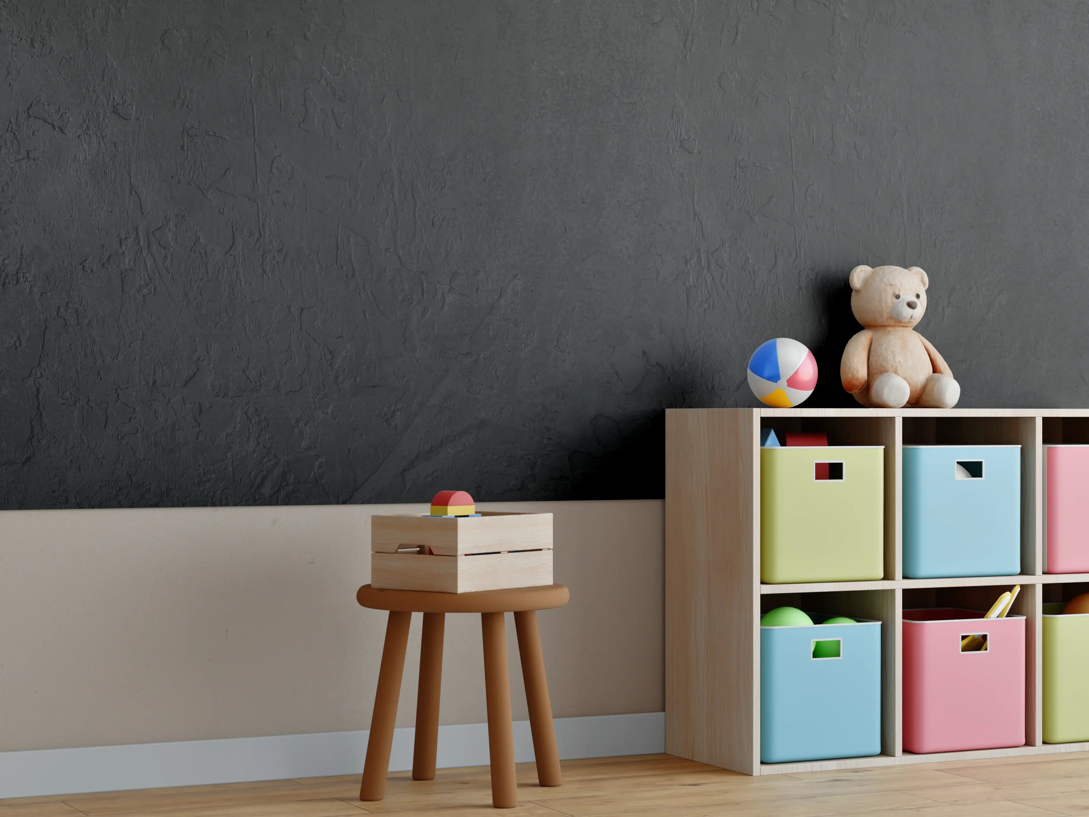 Kinderzimmer Wandgestaltung - Schwarzer rustikaler Steinhintergrund