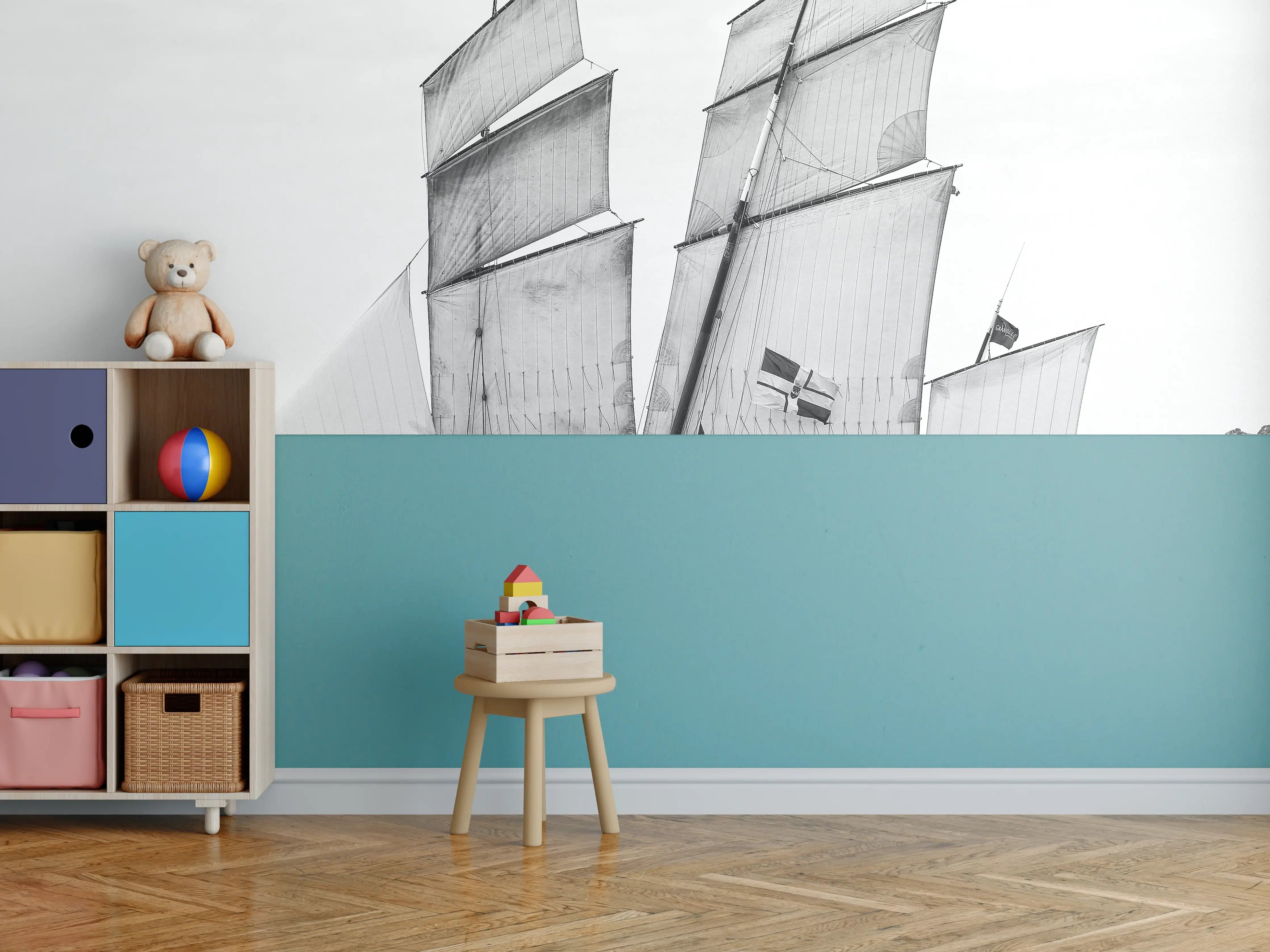 Kinderzimmer Wandgestaltung - Segelboot auf dem Meer