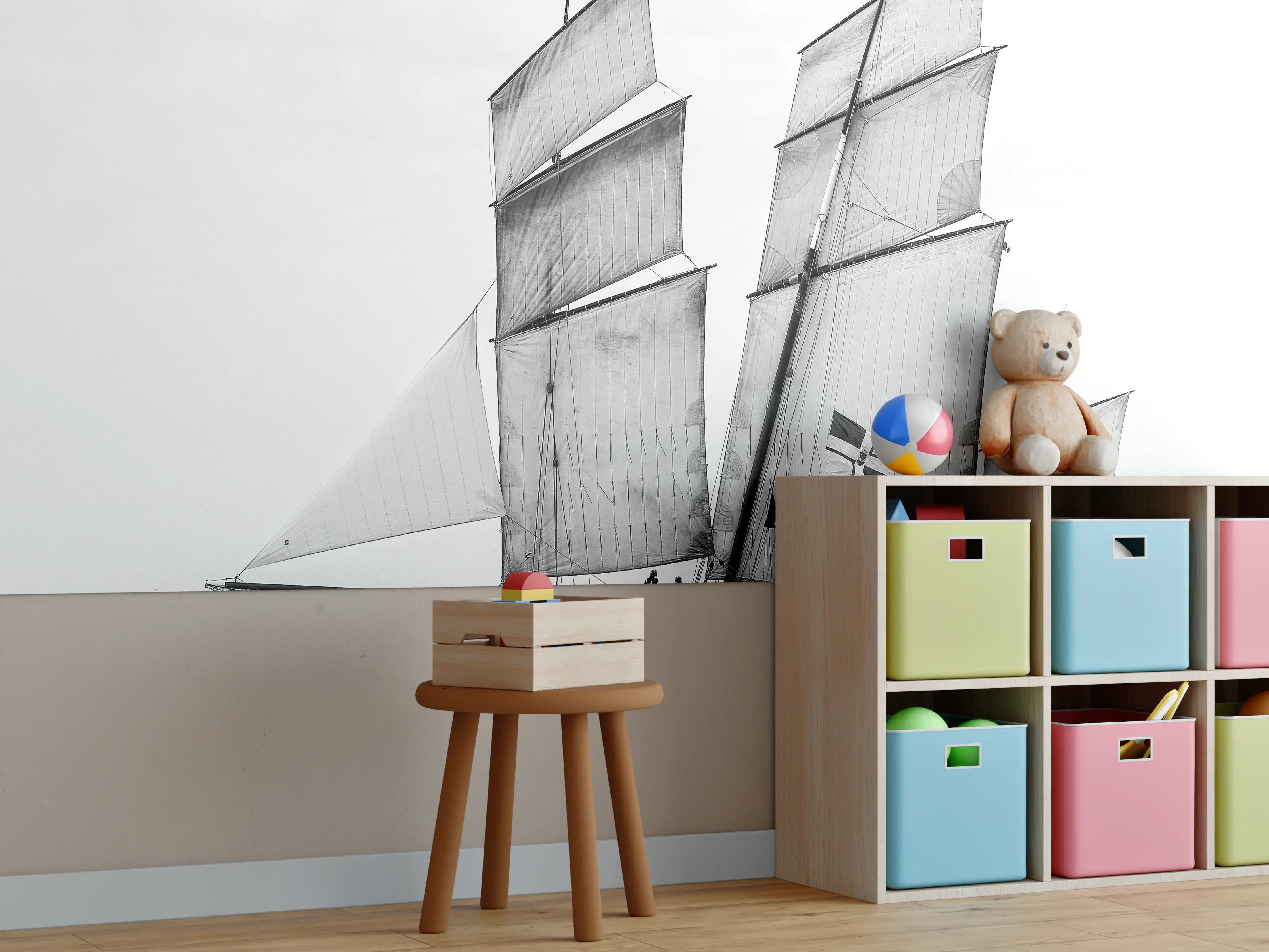 Kinderzimmer Wandgestaltung - Segelboot auf dem Meer