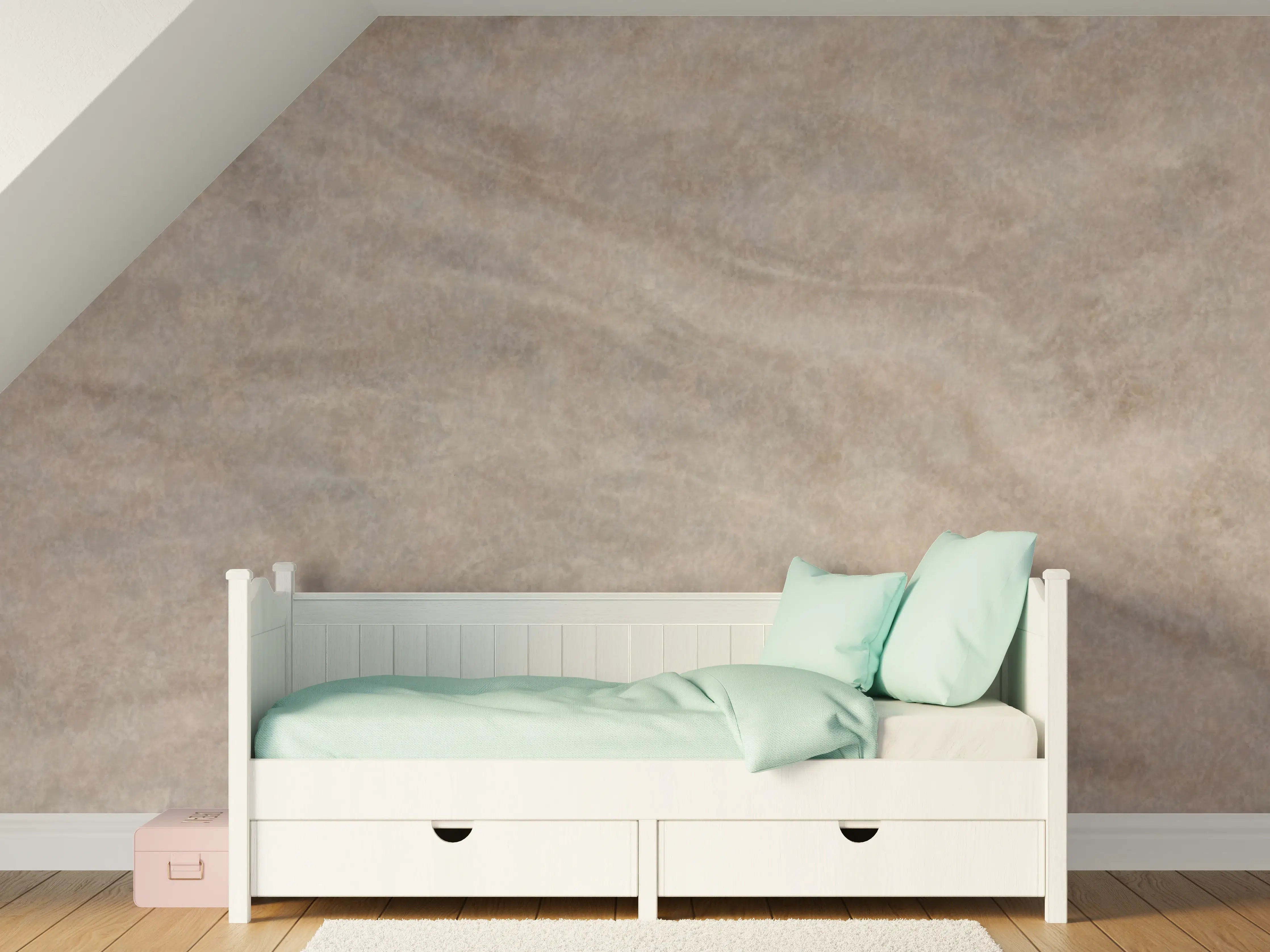 Kinderzimmer Wandgestaltung - Seidige Grau-Beige Marmortextur