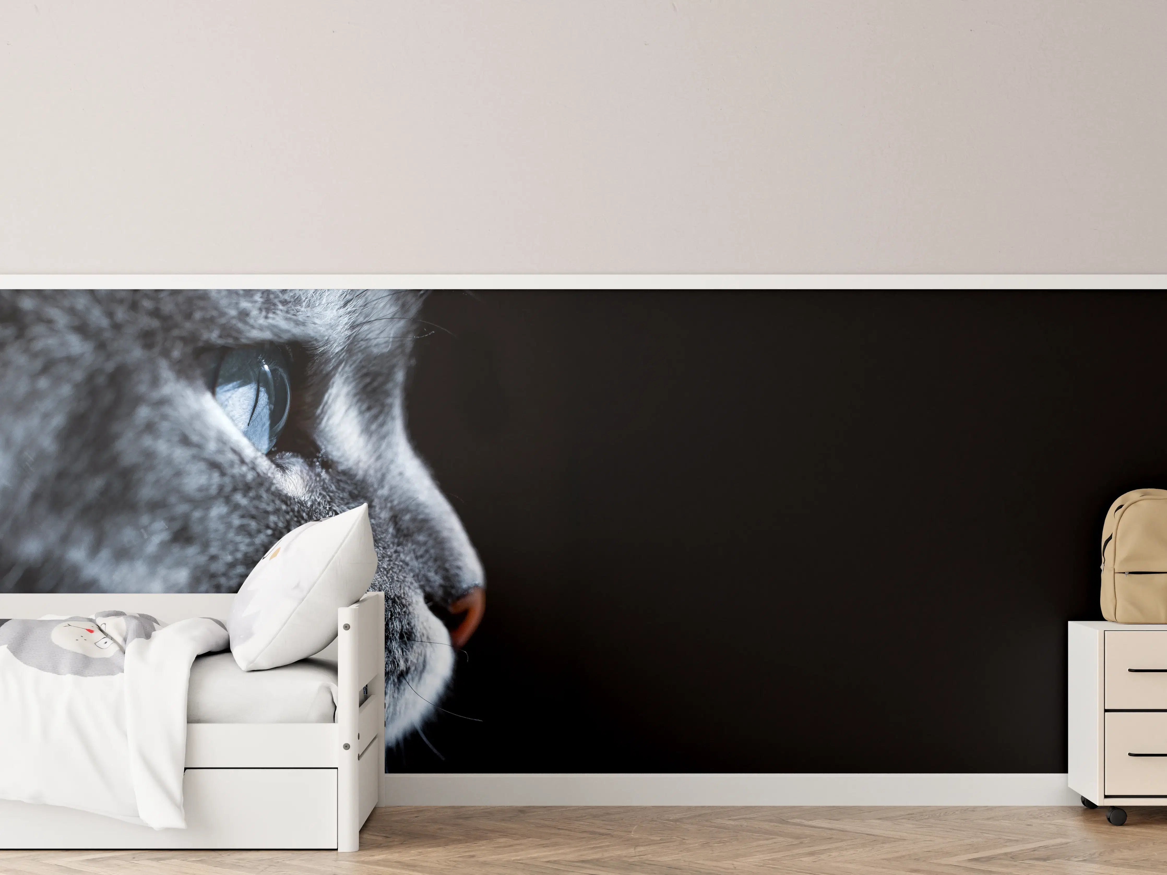 Kinderzimmer Wandgestaltung - Seitliches Katzen-Portrait
