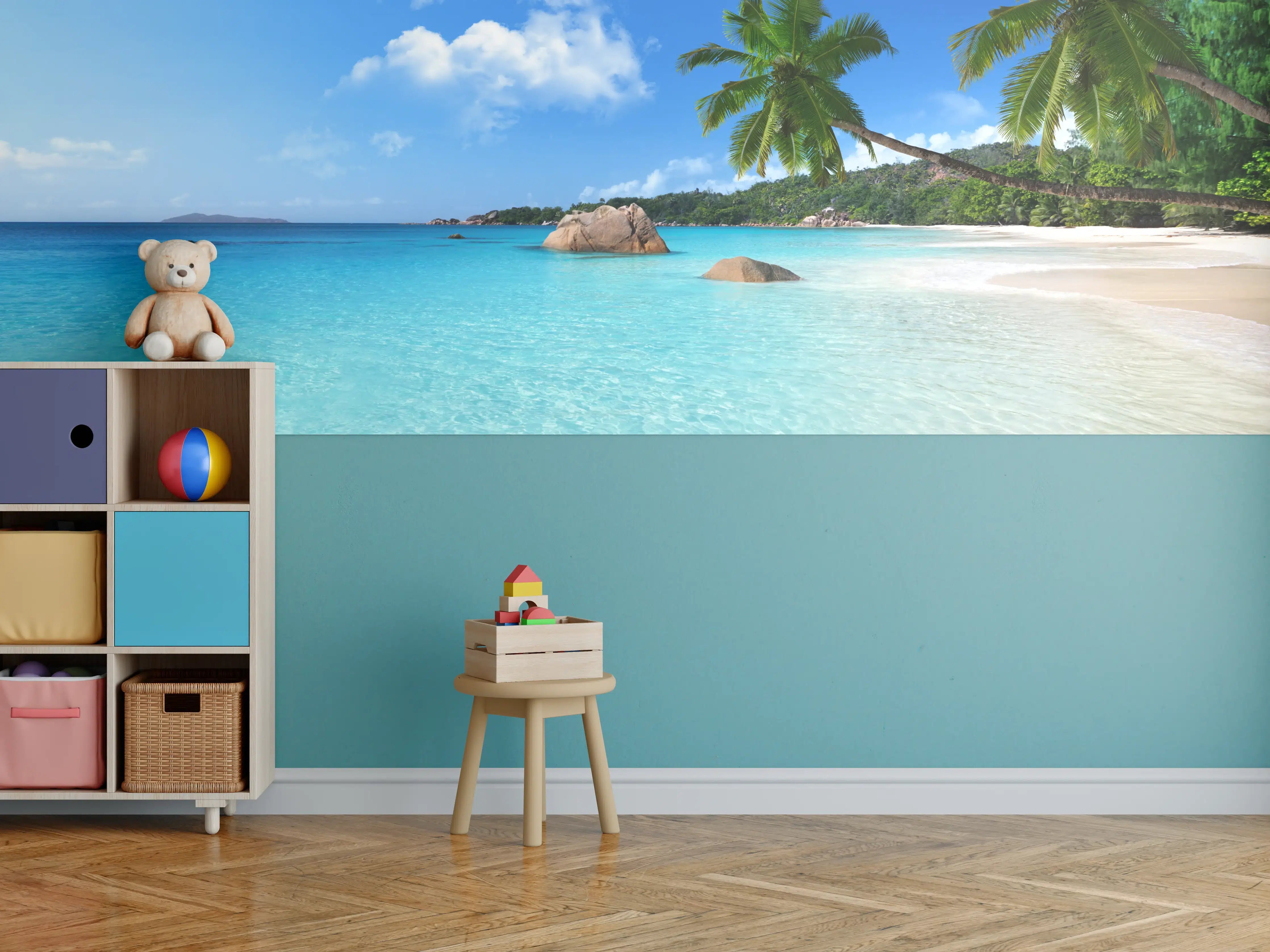 Kinderzimmer Wandgestaltung - Seychellen Paradiesstrand Türkis