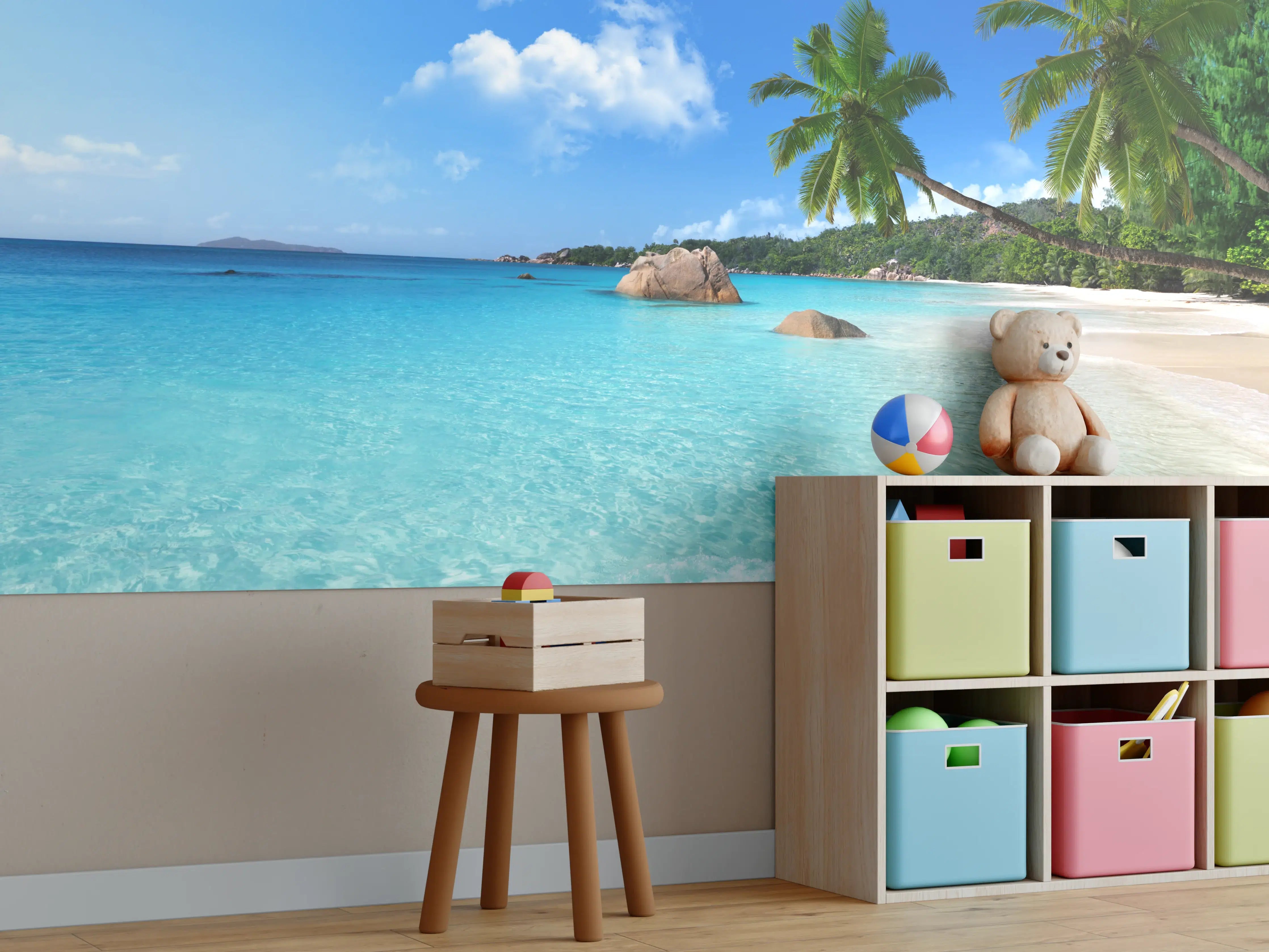 Kinderzimmer Wandgestaltung - Seychellen Paradiesstrand Türkis