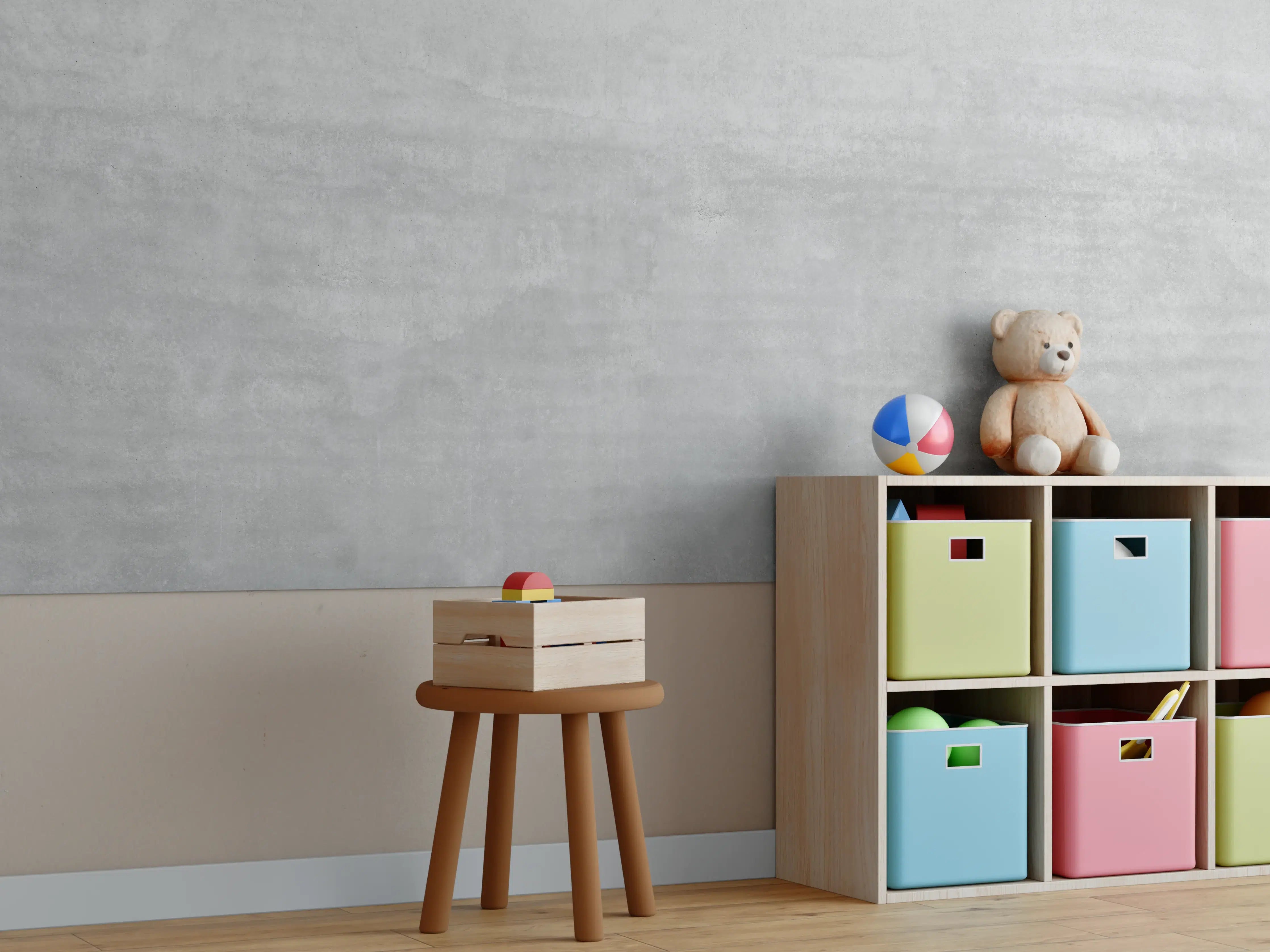 Kinderzimmer Wandgestaltung - Sicht-Beton Textur