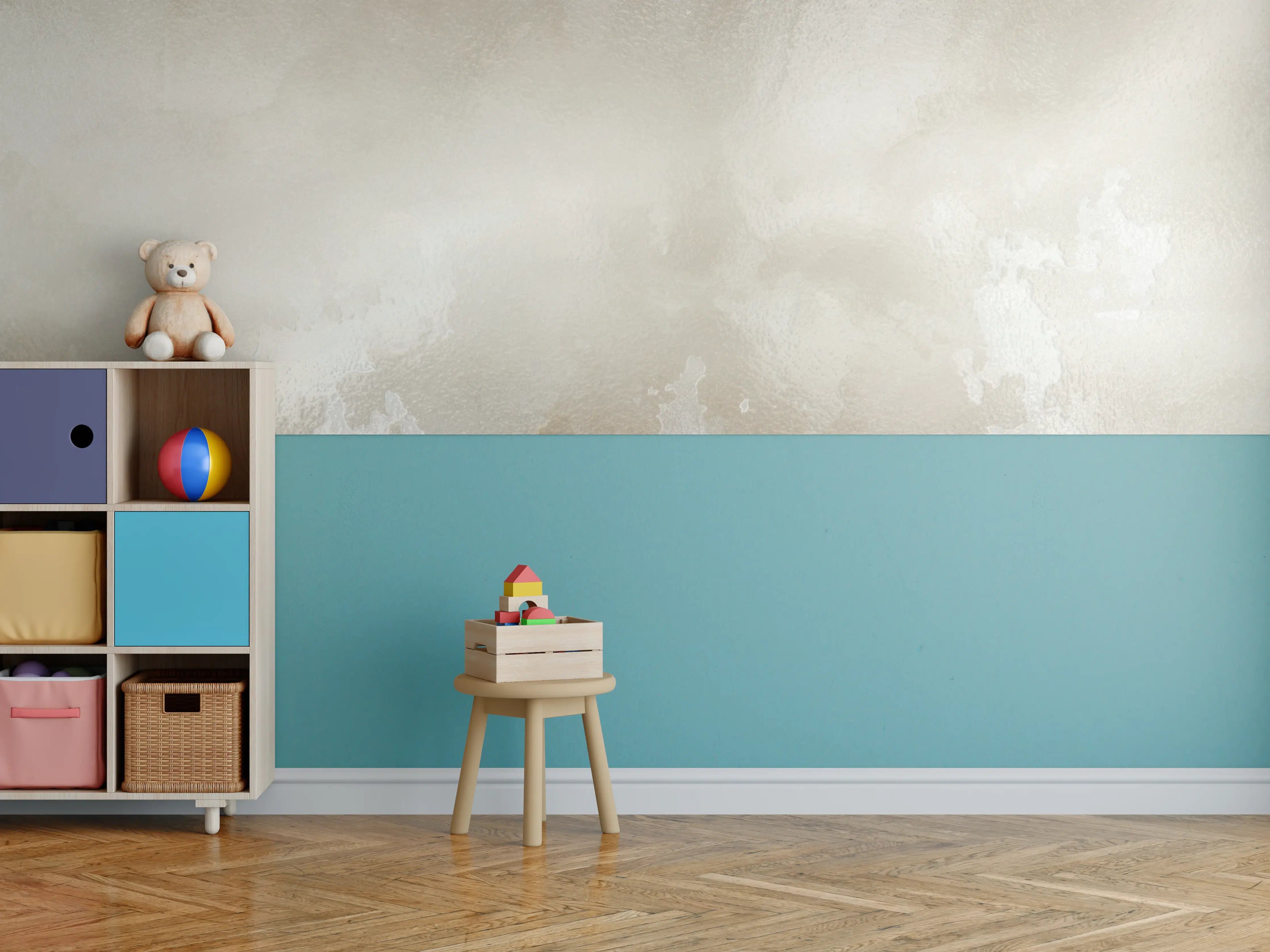 Kinderzimmer Wandgestaltung - Silbergraue Marmorstruktur