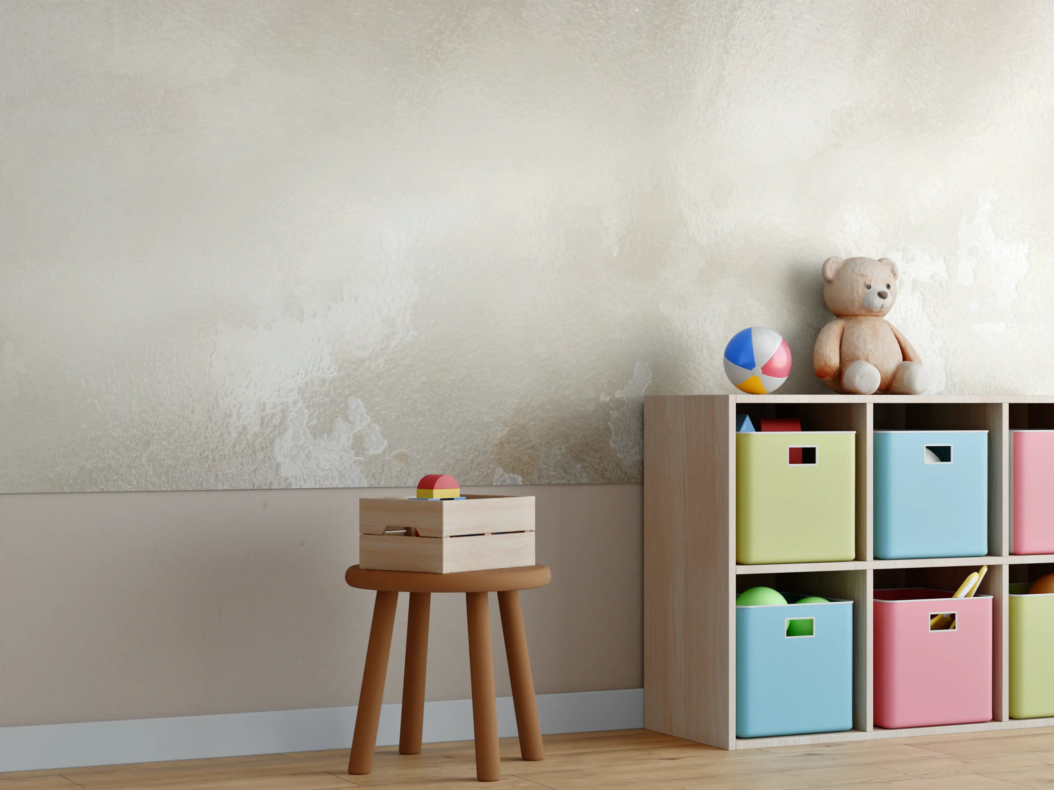 Kinderzimmer Wandgestaltung - Silbergraue Marmorstruktur