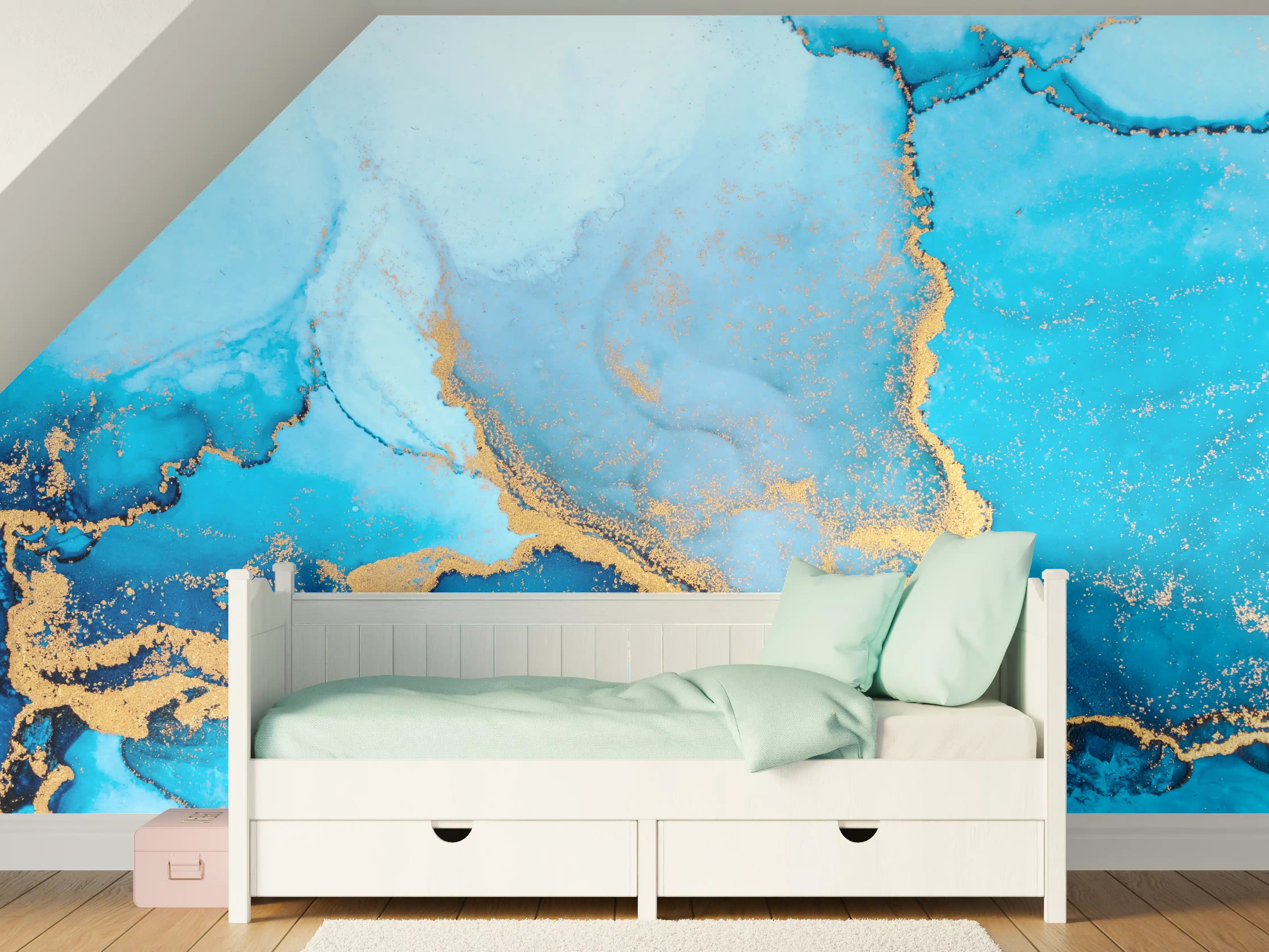 Kinderzimmer Wandgestaltung - Silbergraue Töne mit goldenen Highlights