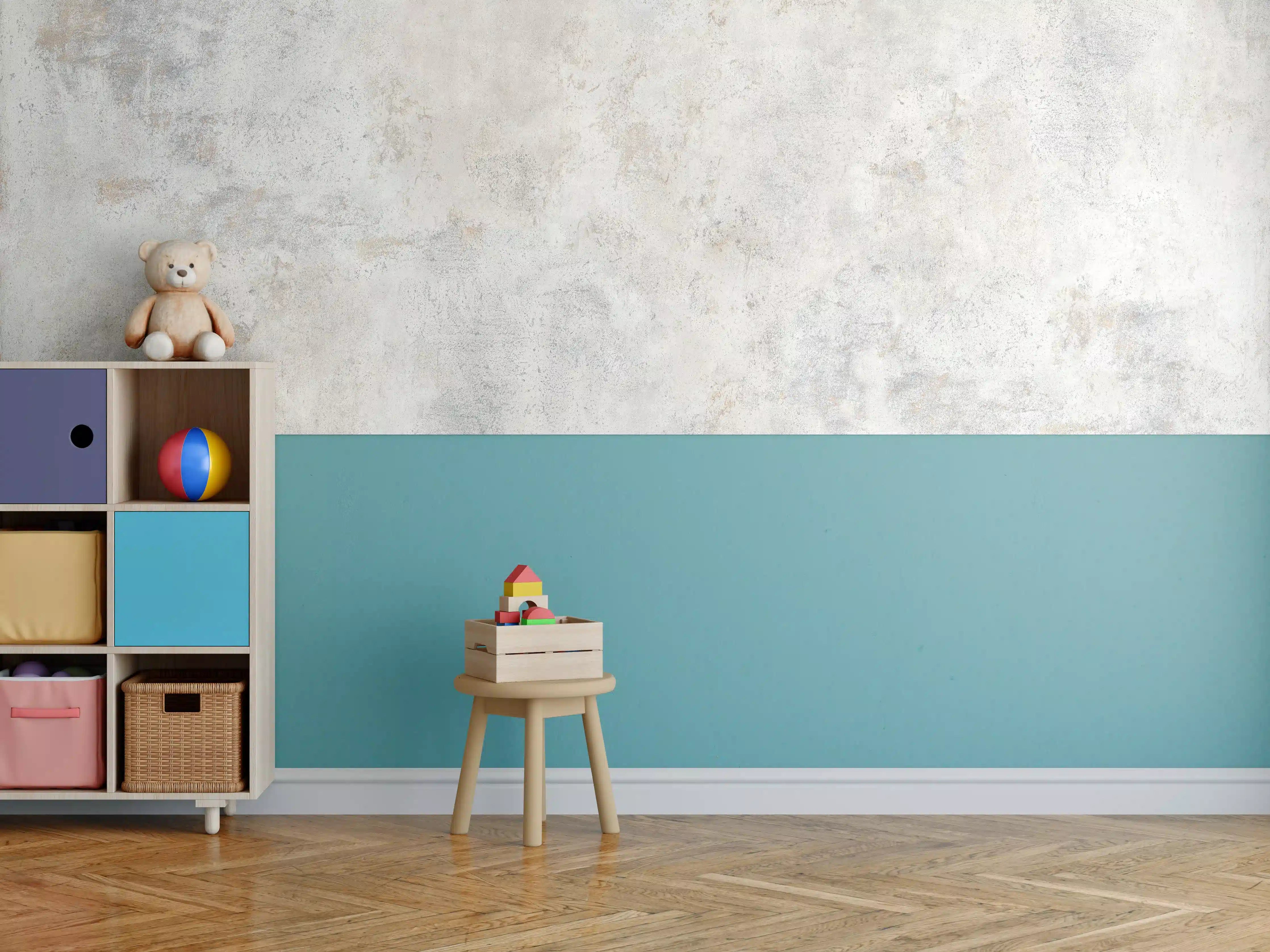 Kinderzimmer Wandgestaltung - Silberne Mauer mit hellem Schimmer