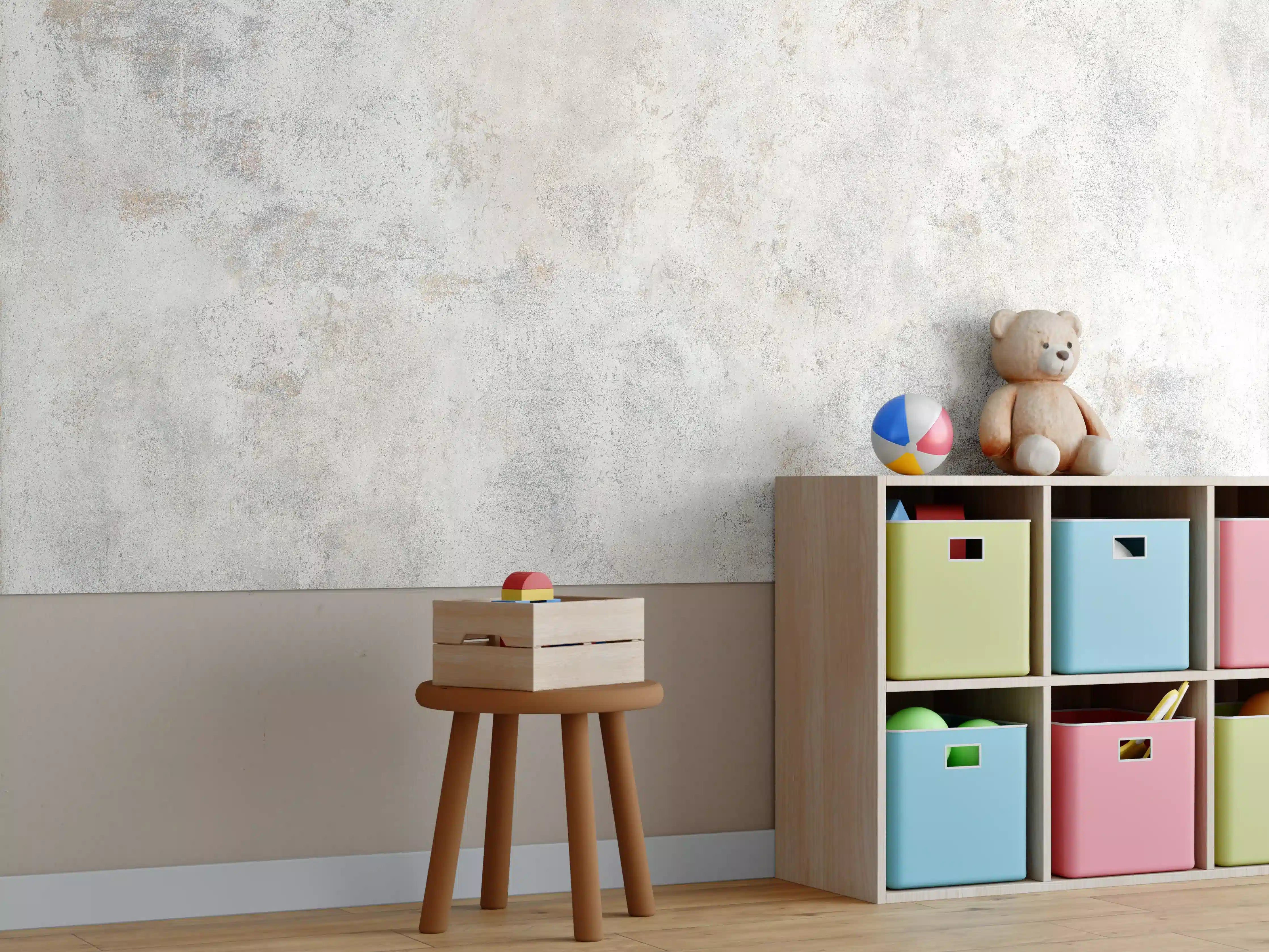 Kinderzimmer Wandgestaltung - Silberne Mauer mit hellem Schimmer