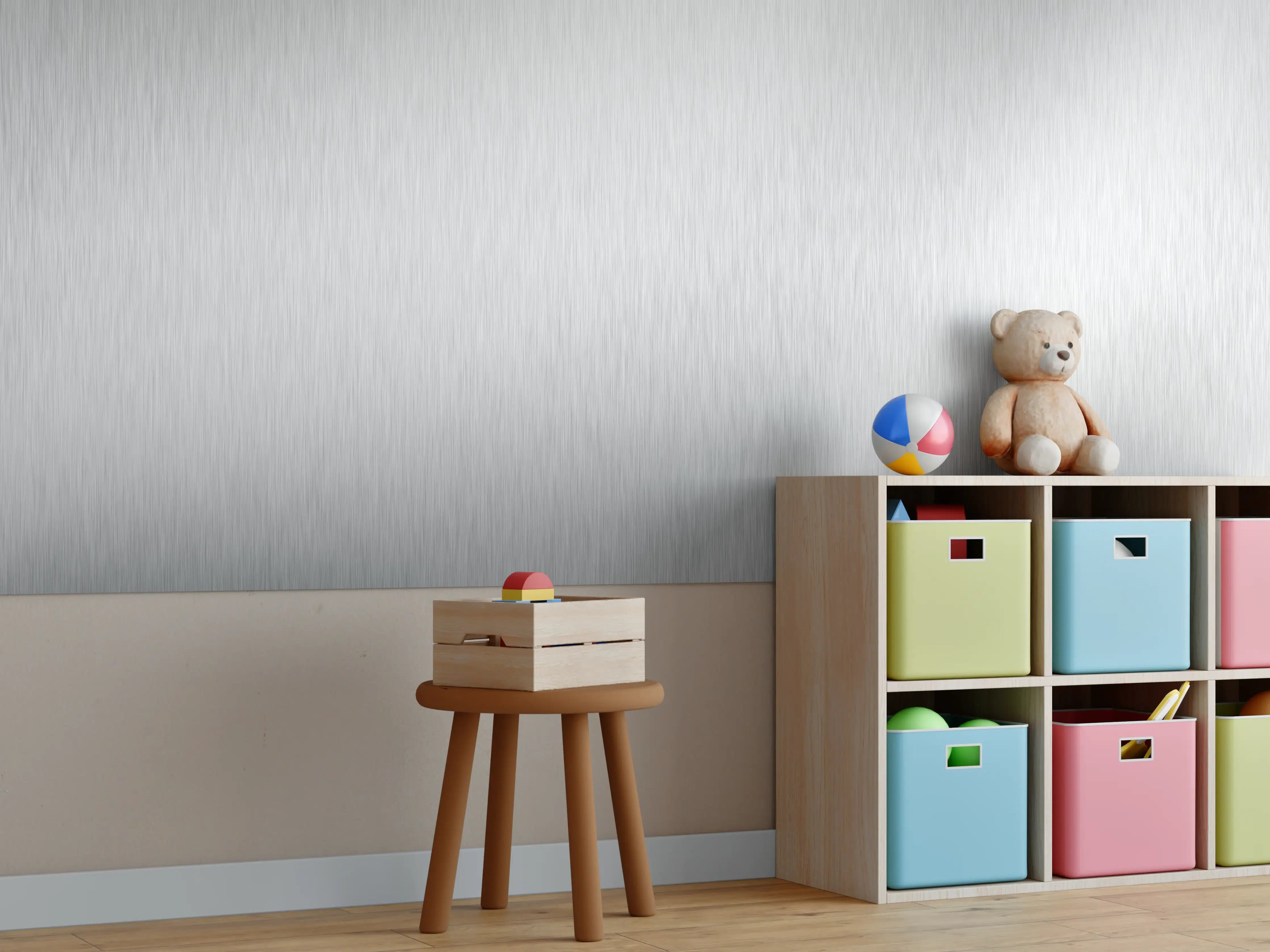 Kinderzimmer Wandgestaltung - Silberne belichtete Oberfläche