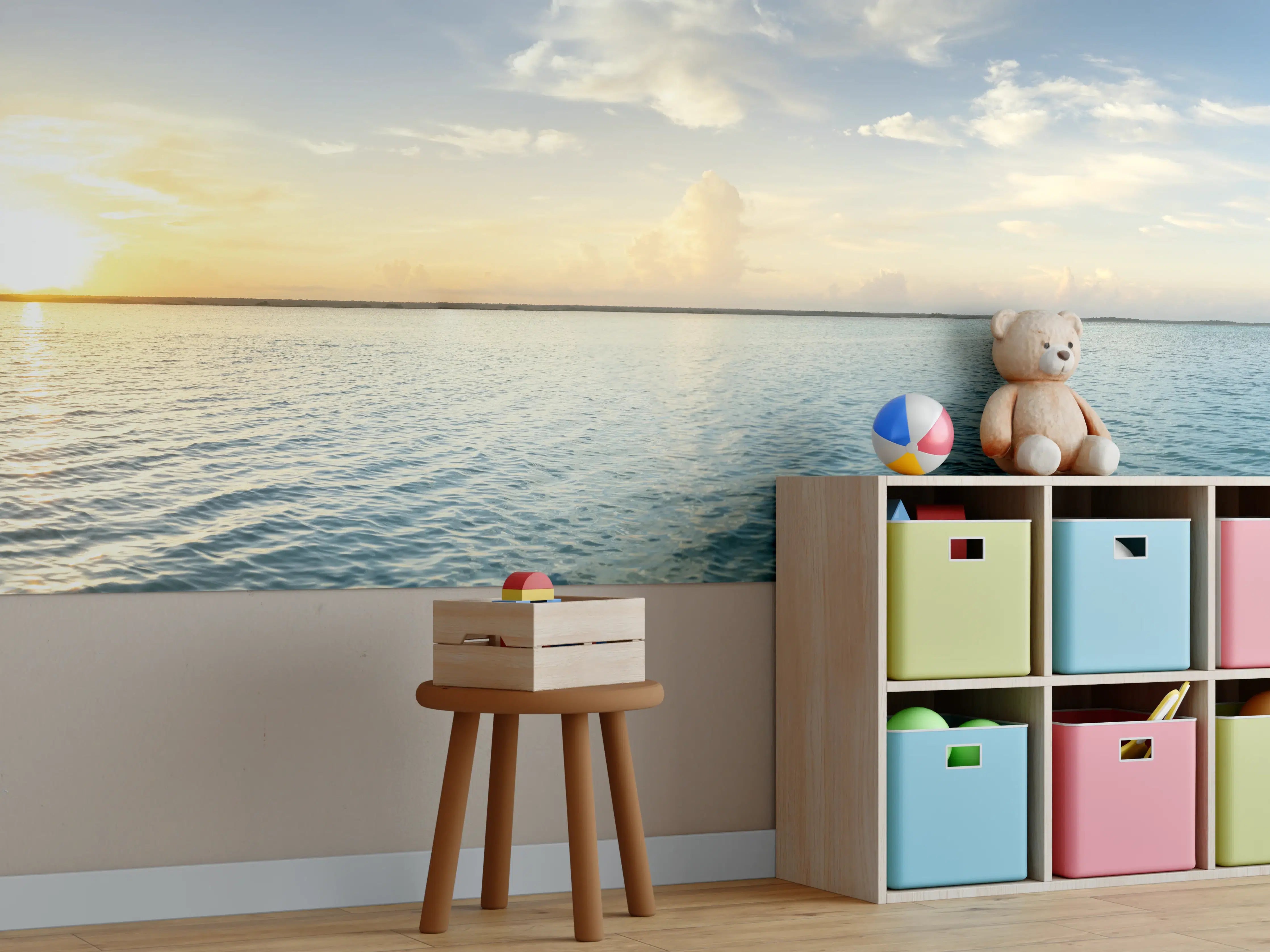 Kinderzimmer Wandgestaltung - Silbernes Abendlicht am Wasser