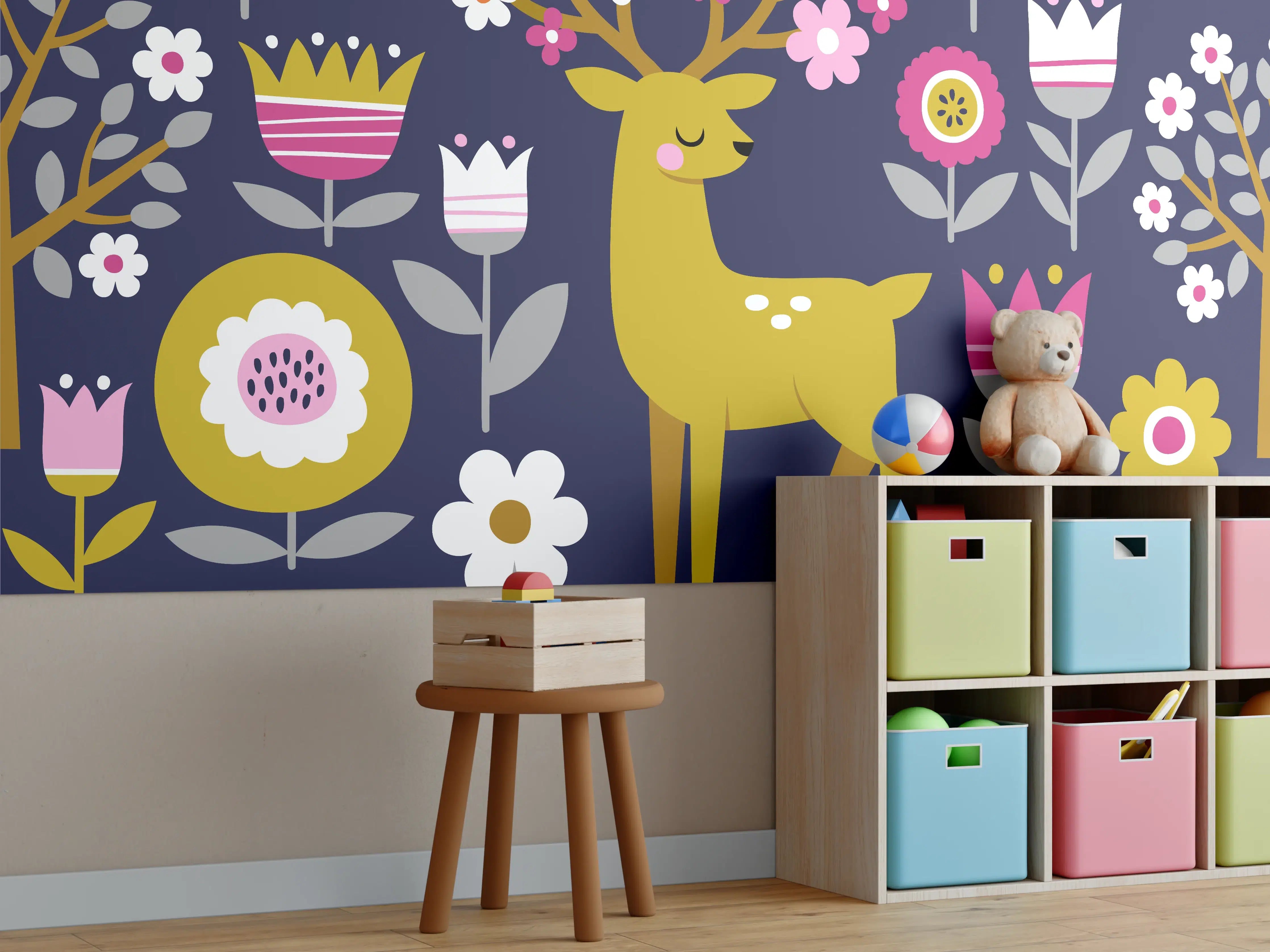 Kinderzimmer Wandgestaltung - Skandinavische Frühlingsmuster