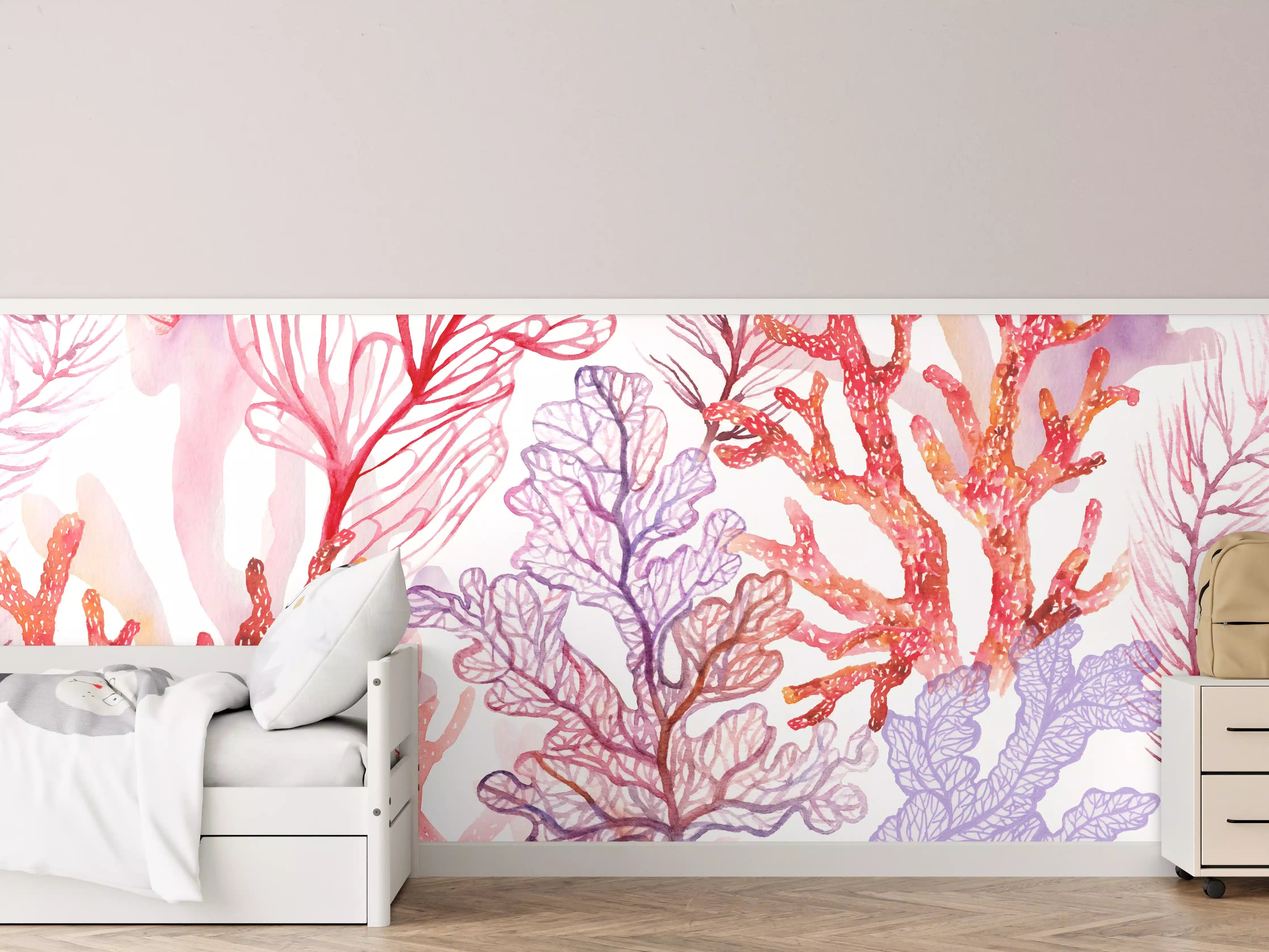 Kinderzimmer Wandgestaltung - Skizzierte Korallen der Unterwasserwelt