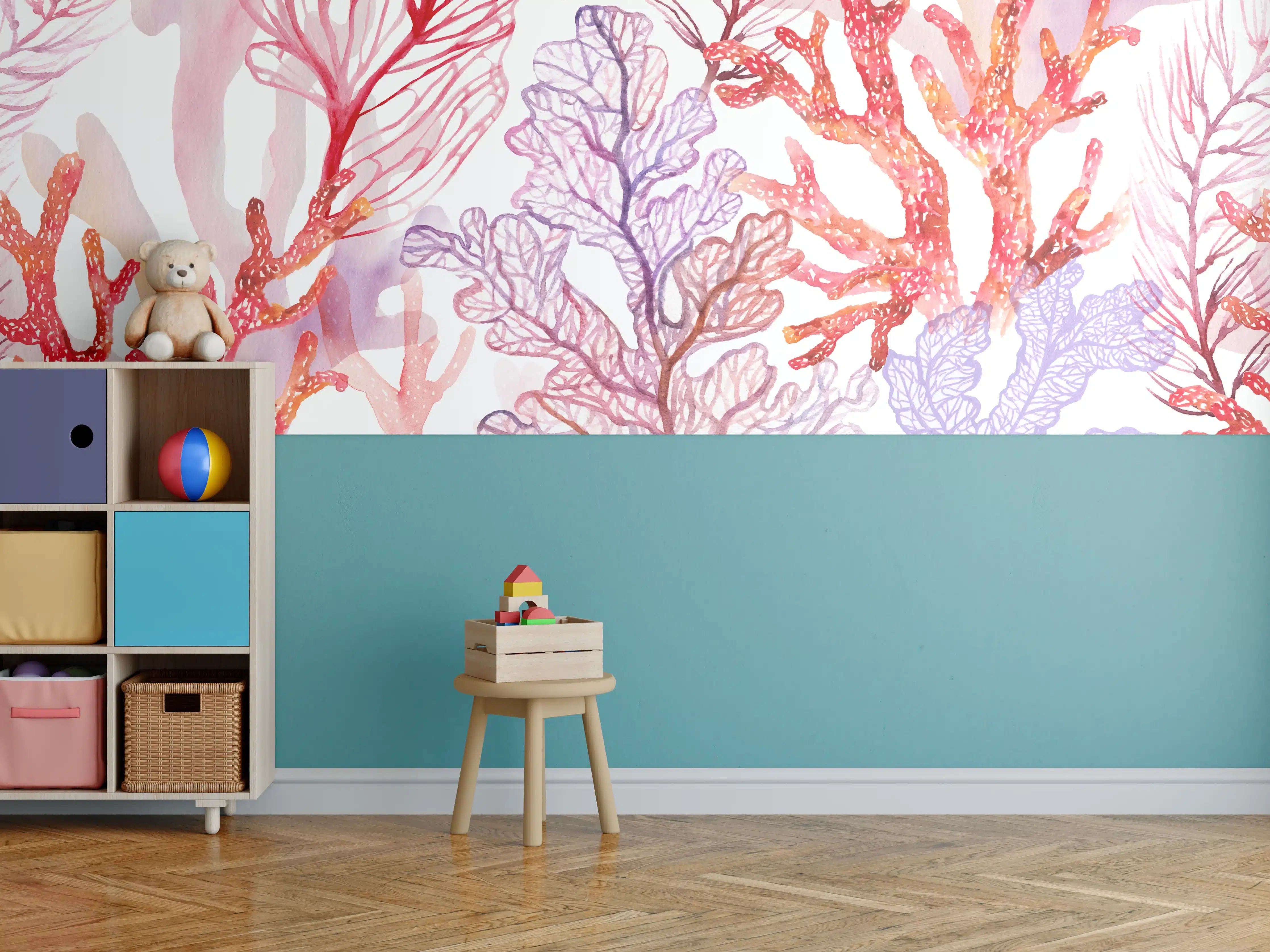 Kinderzimmer Wandgestaltung - Skizzierte Korallen der Unterwasserwelt