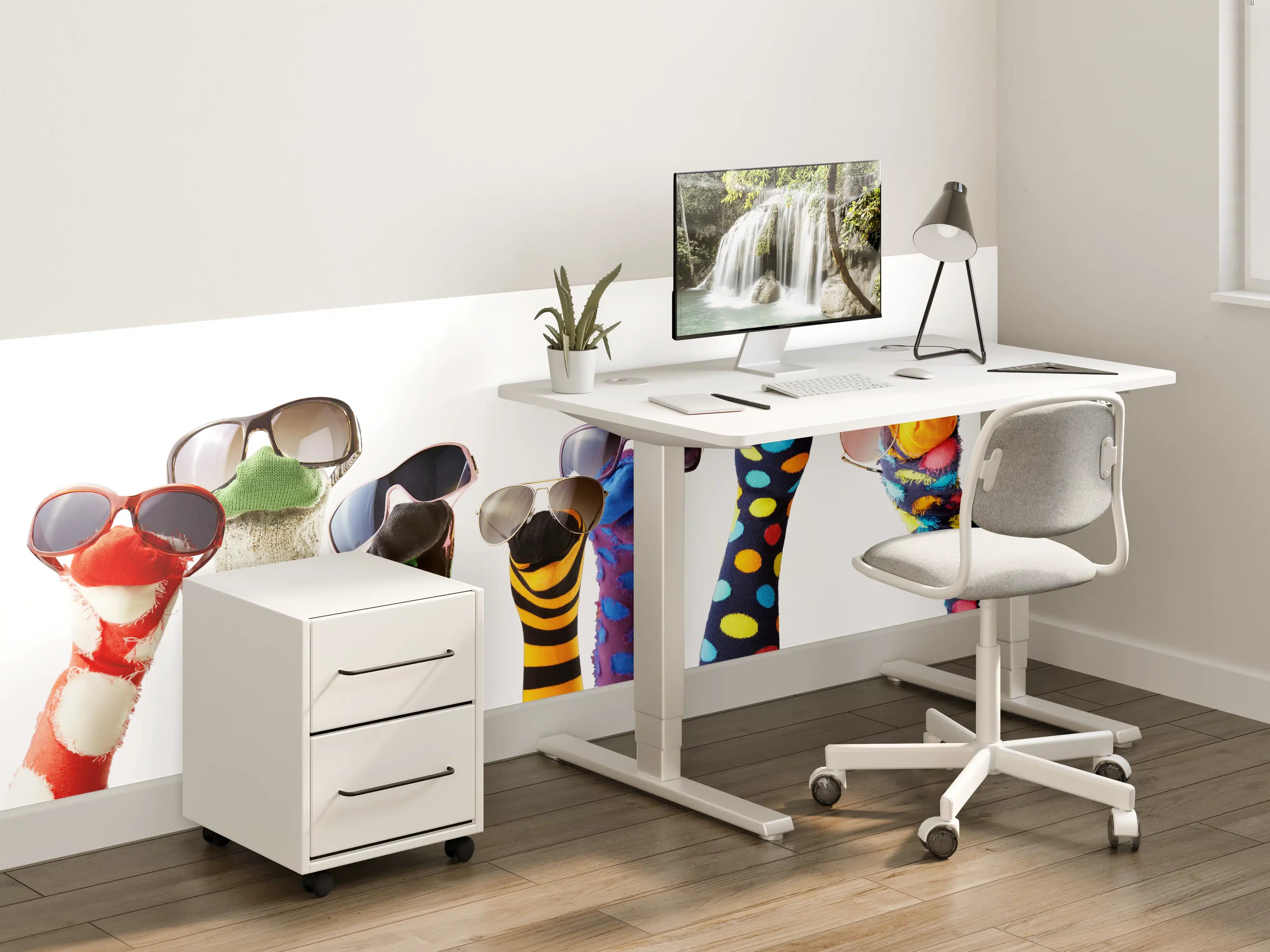 Kinderzimmer Wandgestaltung - Sockenpuppen mit Brille
