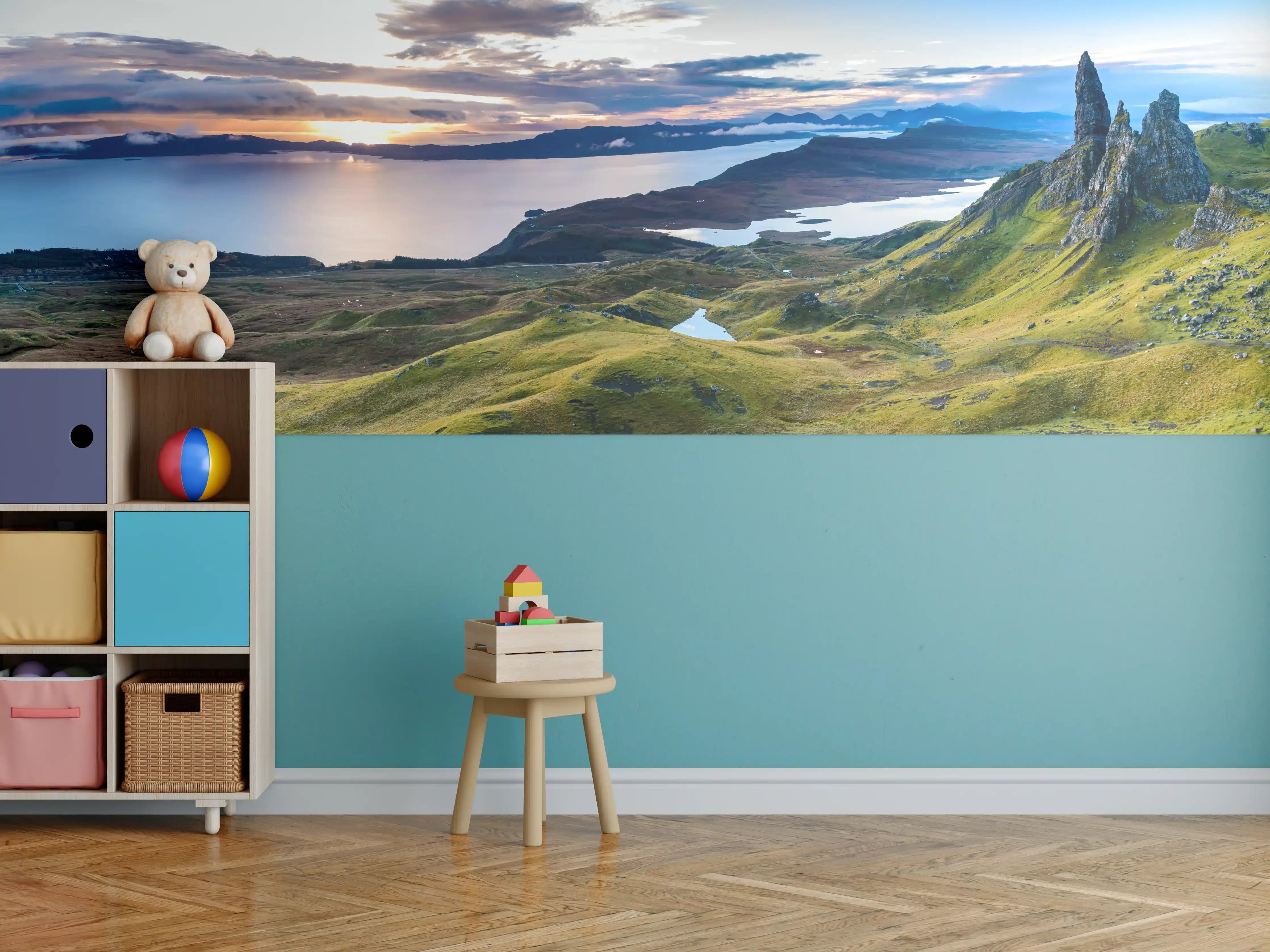 Kinderzimmer Wandgestaltung - Sonnenaufgang auf der Isle of Skye