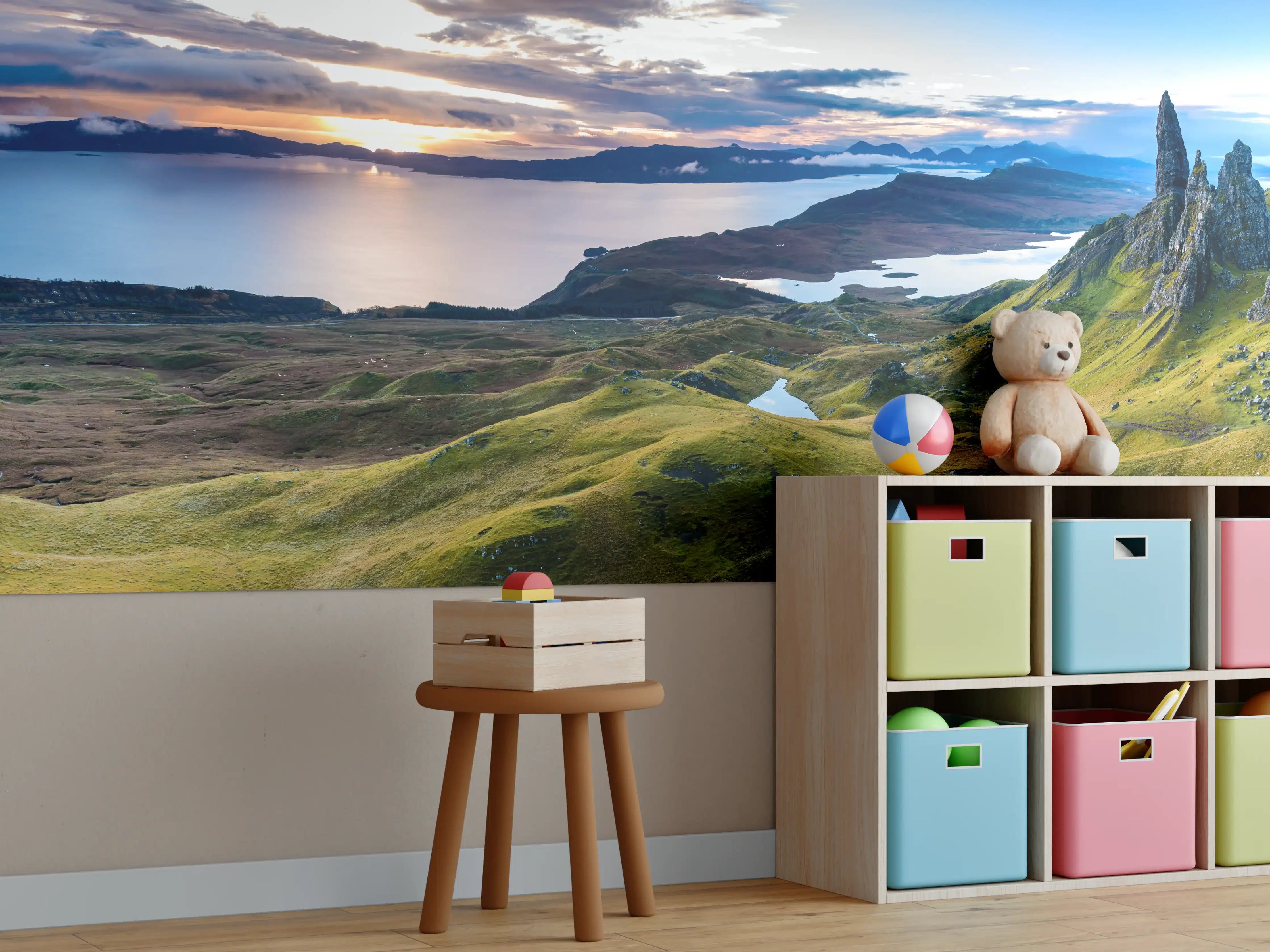 Kinderzimmer Wandgestaltung - Sonnenaufgang auf der Isle of Skye