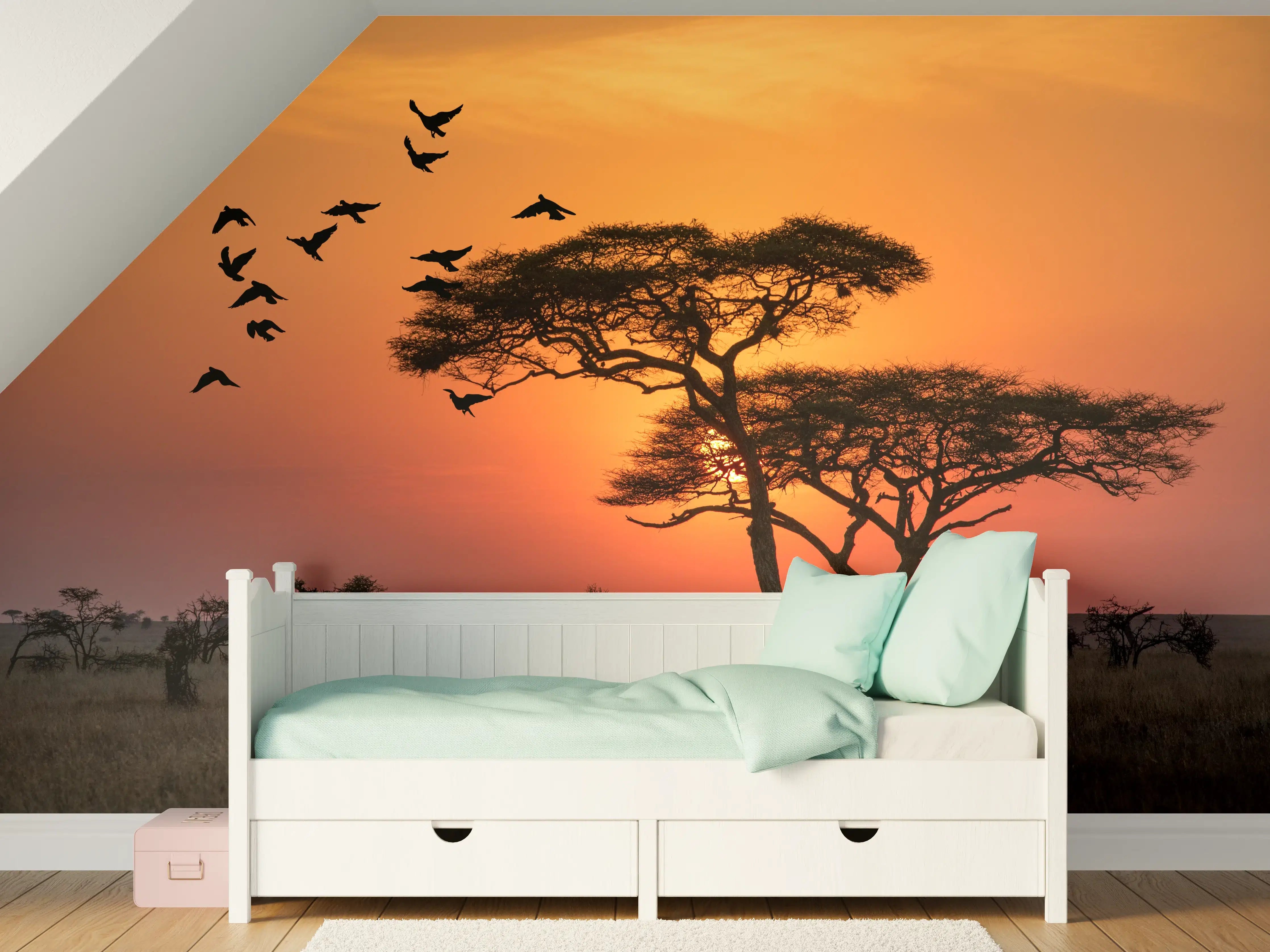 Kinderzimmer Wandgestaltung - Sonnenaufgang im Serengeti-Naturpark