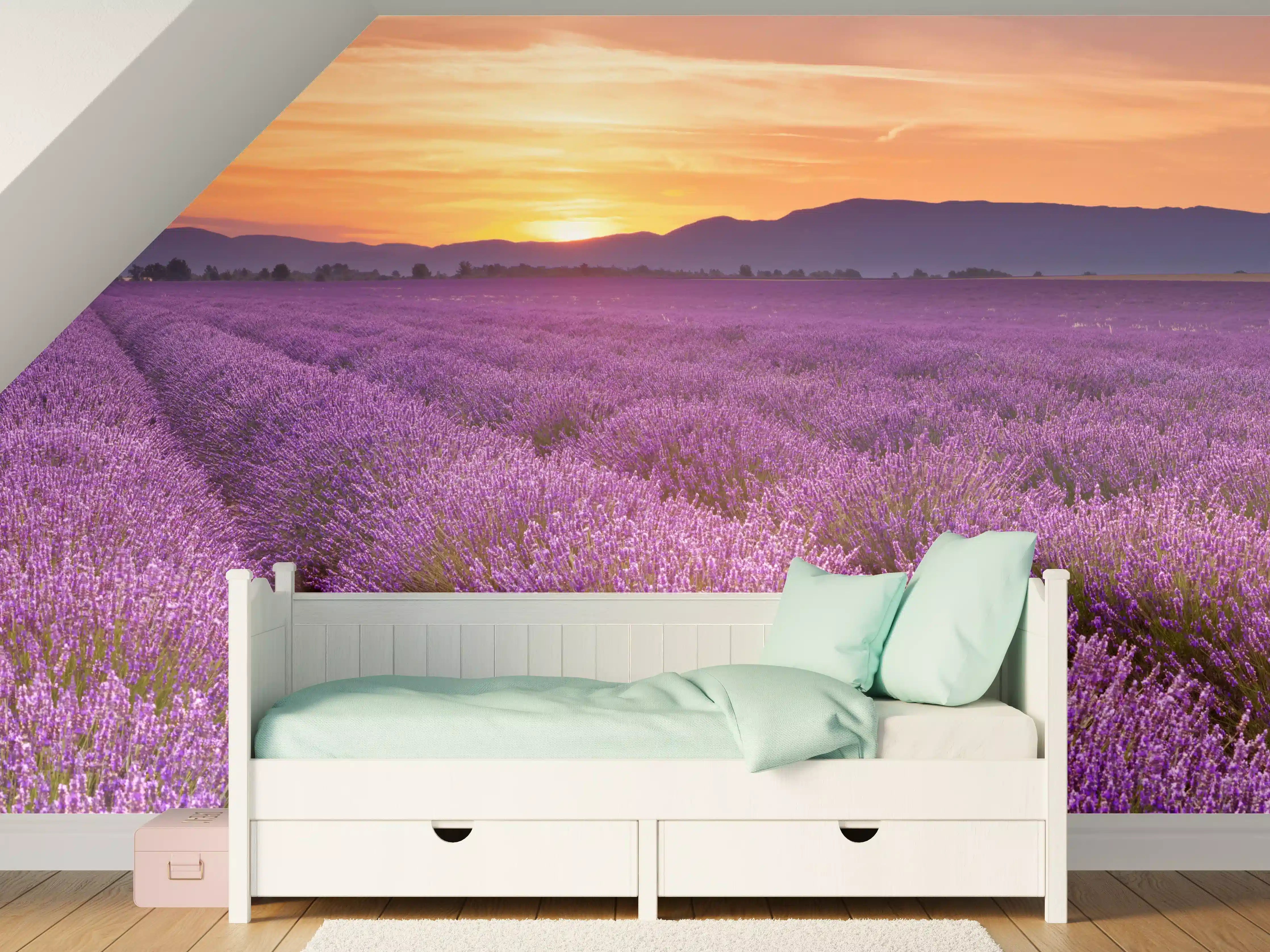 Kinderzimmer Wandgestaltung - Sonnenaufgang über Lavendelfelder - Provence