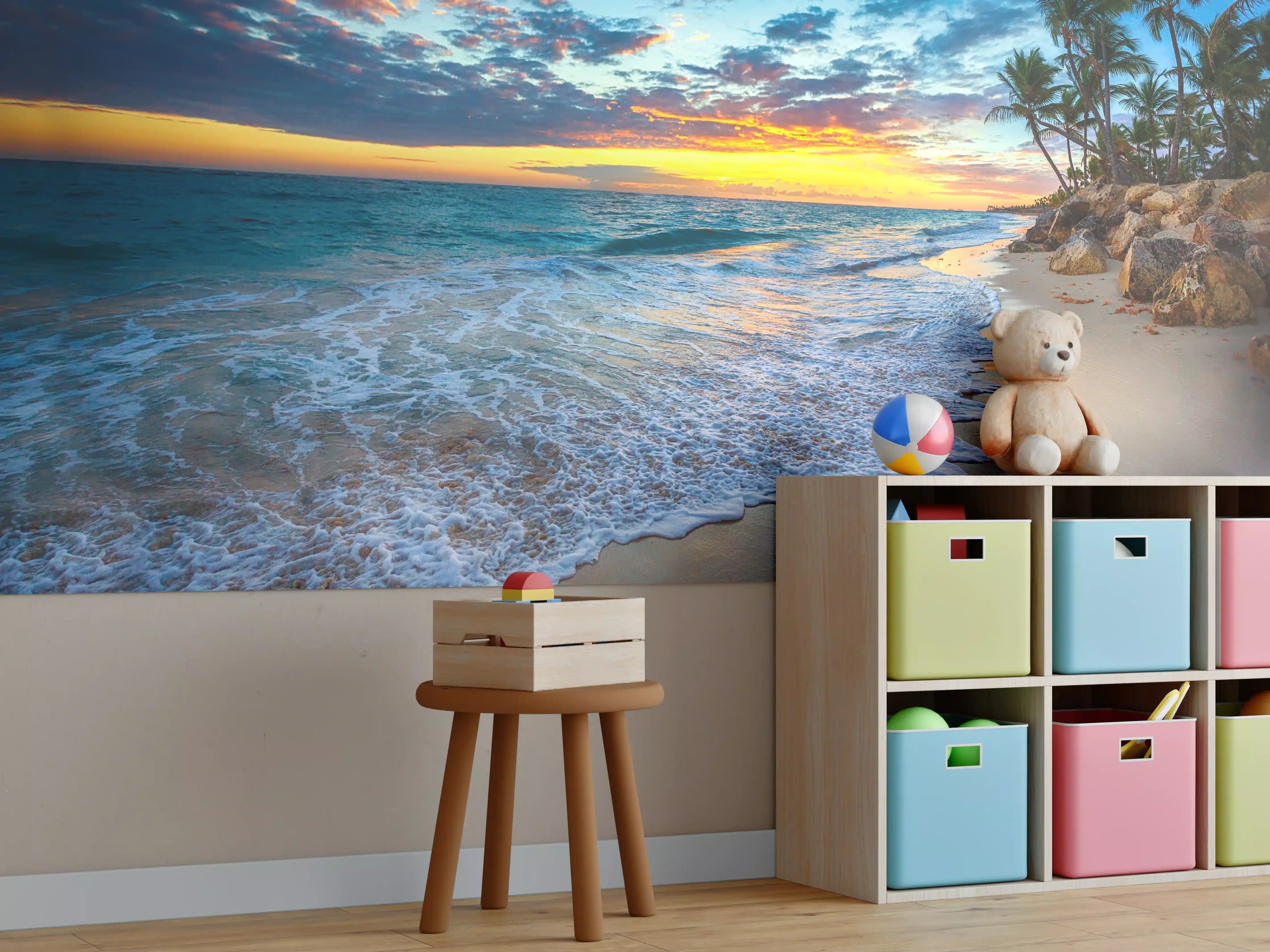 Kinderzimmer Wandgestaltung - Sonnenaufgang über dem Strand