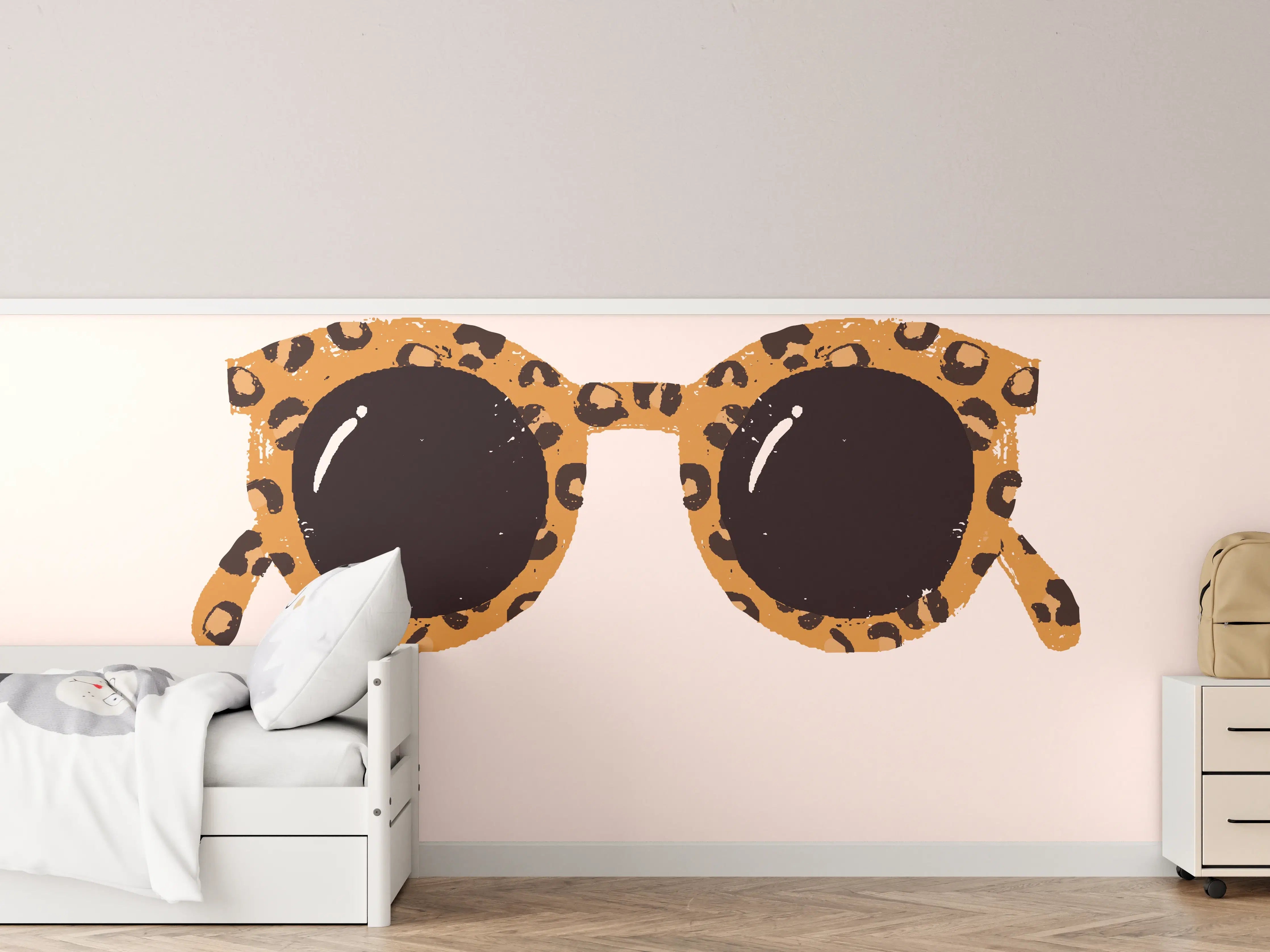 Kinderzimmer Wandgestaltung - Sonnenbrille - Leopardenmuster