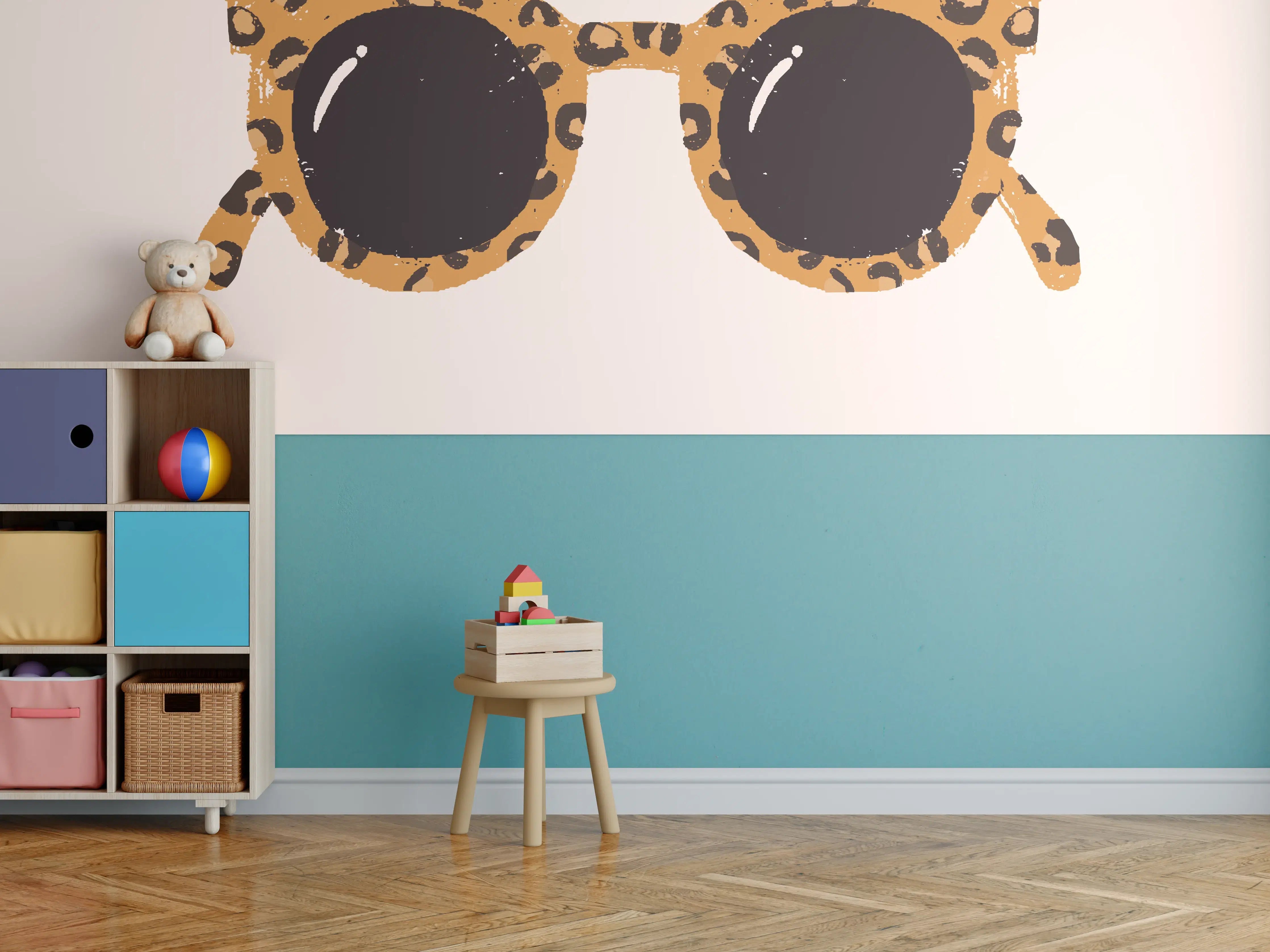 Kinderzimmer Wandgestaltung - Sonnenbrille - Leopardenmuster