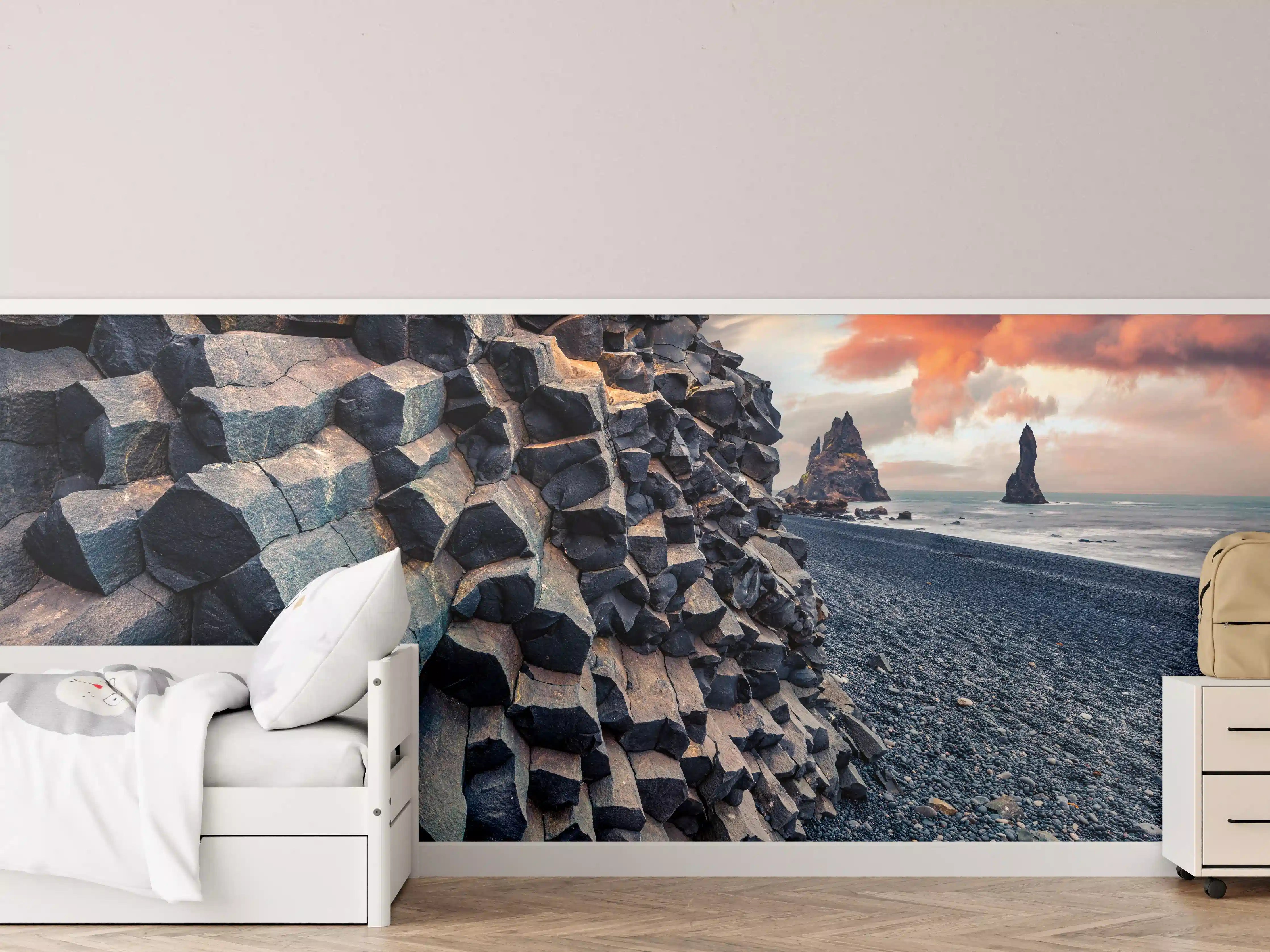 Kinderzimmer Wandgestaltung - Sonnenuntergang - Reynisdrangar, Atlantischer Ozean