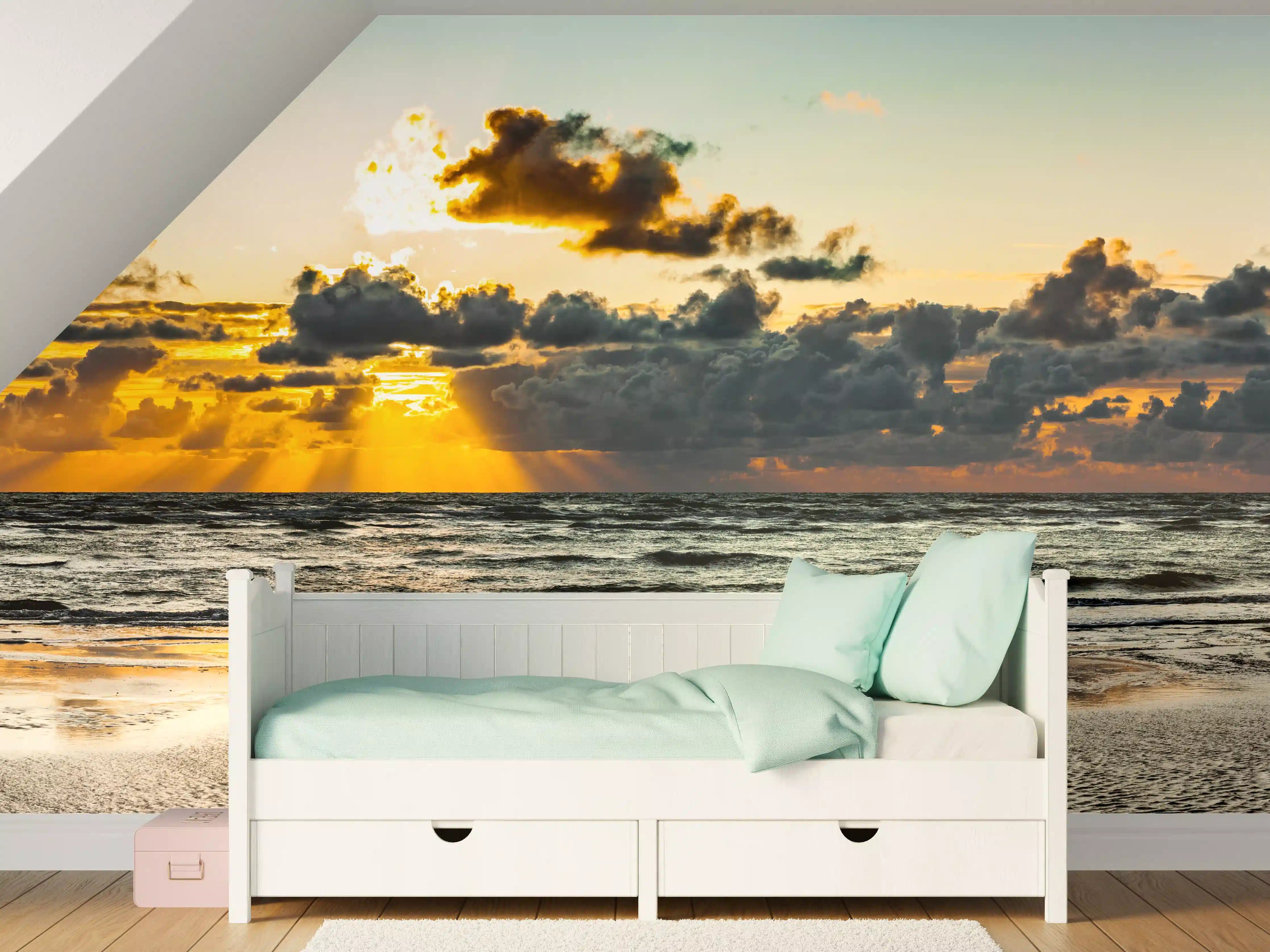 Kinderzimmer Wandgestaltung - Sonnenuntergang am ruhigen Meer