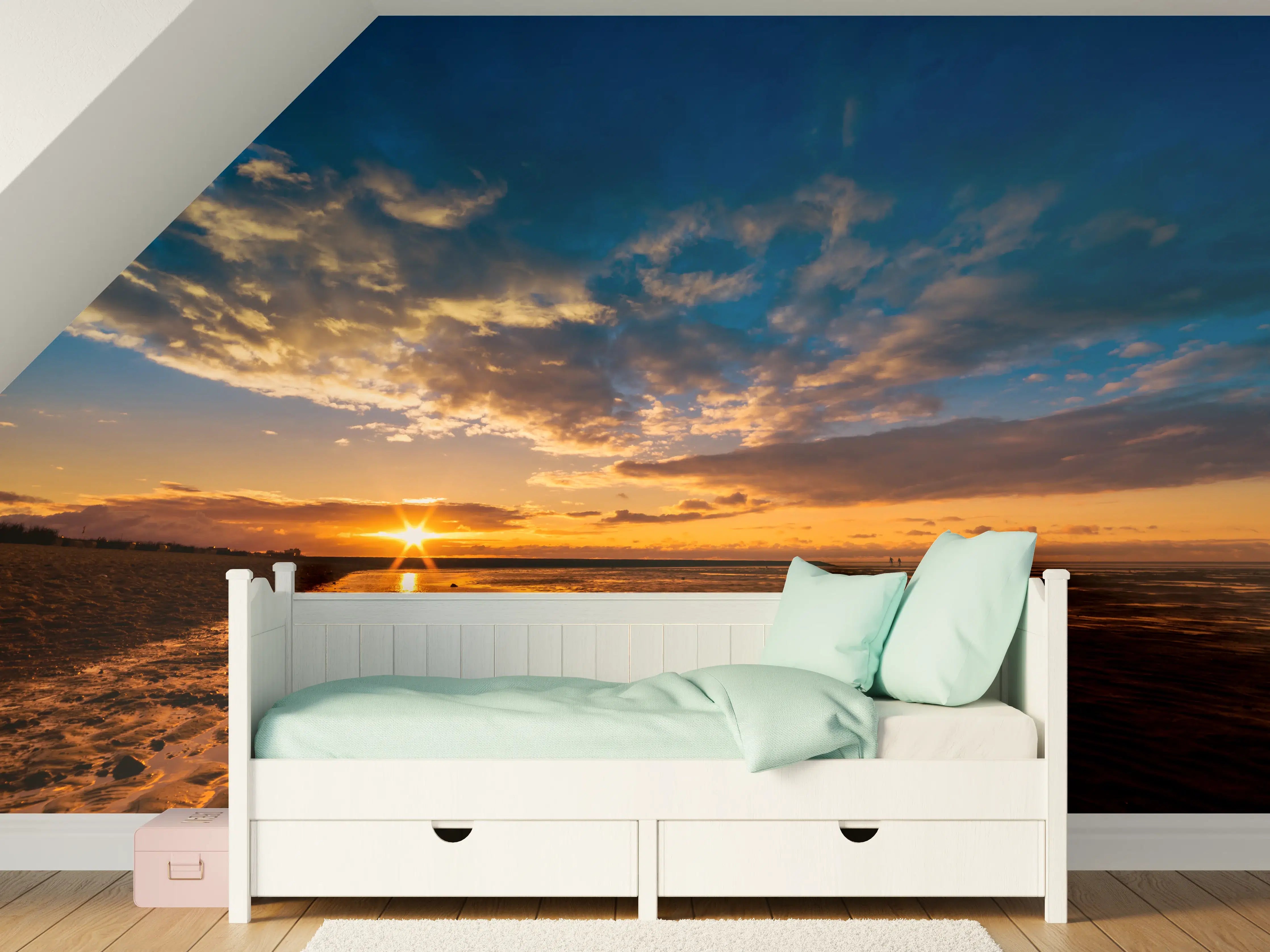 Kinderzimmer Wandgestaltung - Sonnenuntergang an der Nordsee