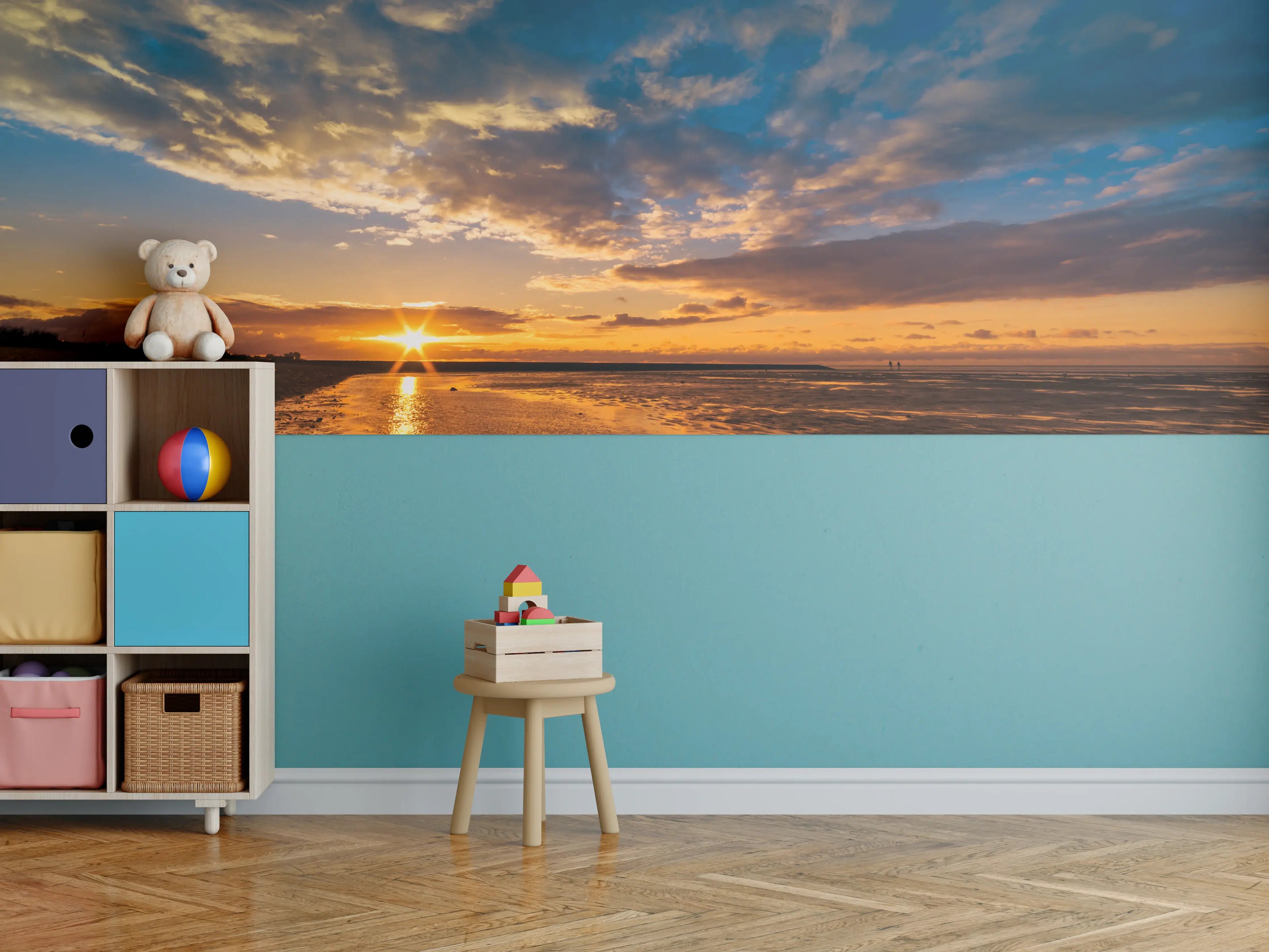 Kinderzimmer Wandgestaltung - Sonnenuntergang an der Nordsee