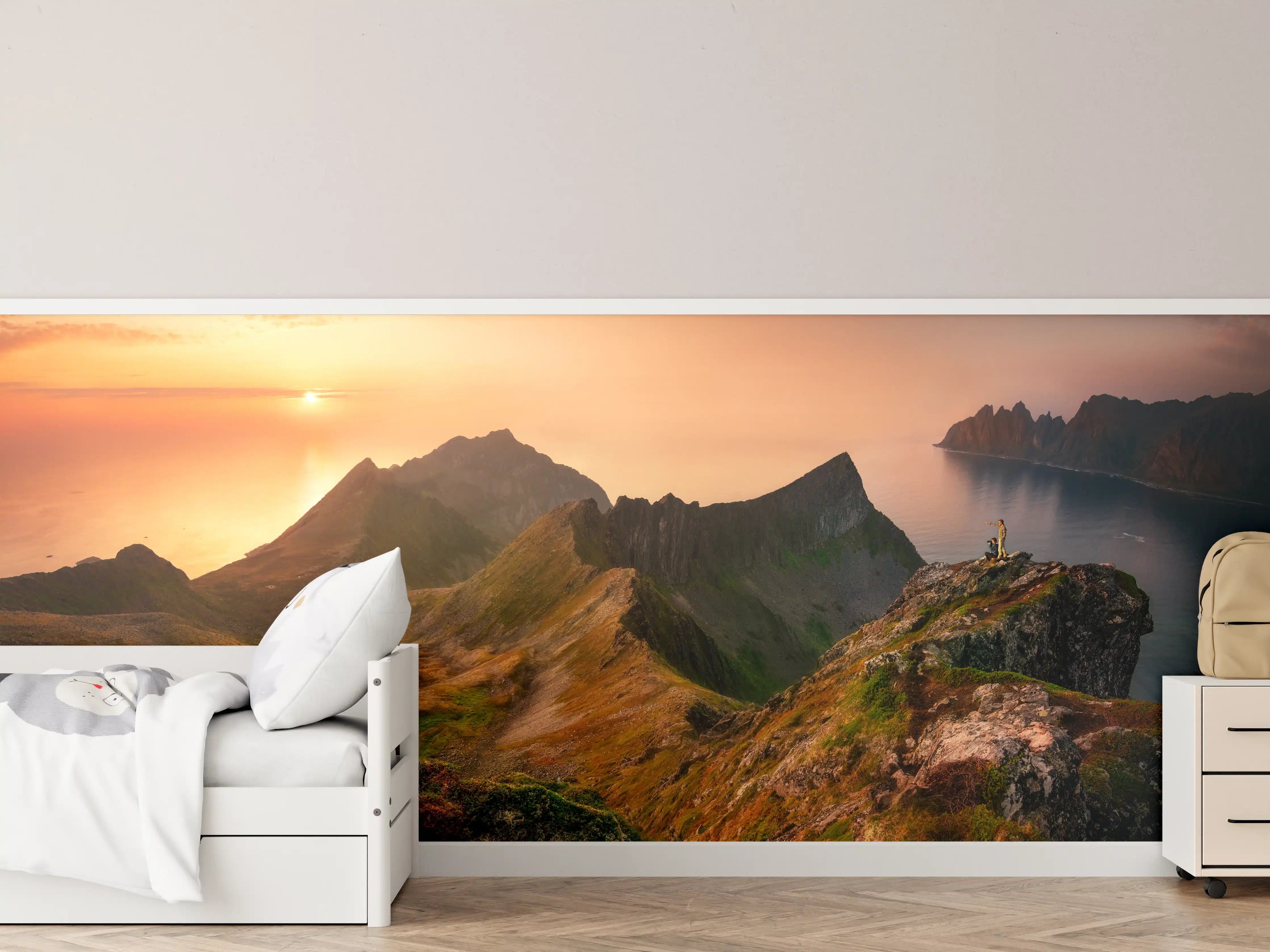 Kinderzimmer Wandgestaltung - Sonnenuntergang auf der Insel Senja