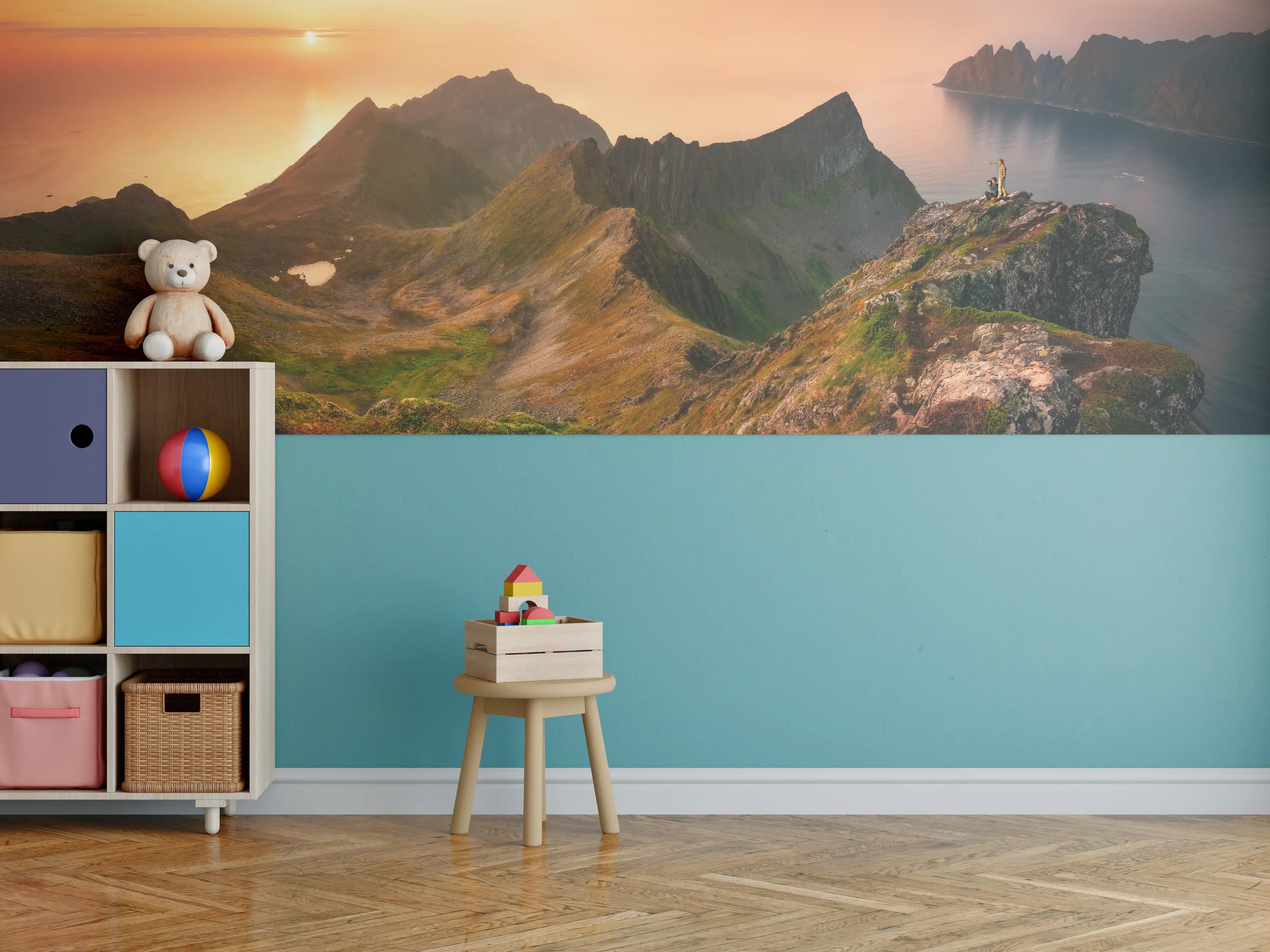 Kinderzimmer Wandgestaltung - Sonnenuntergang auf der Insel Senja