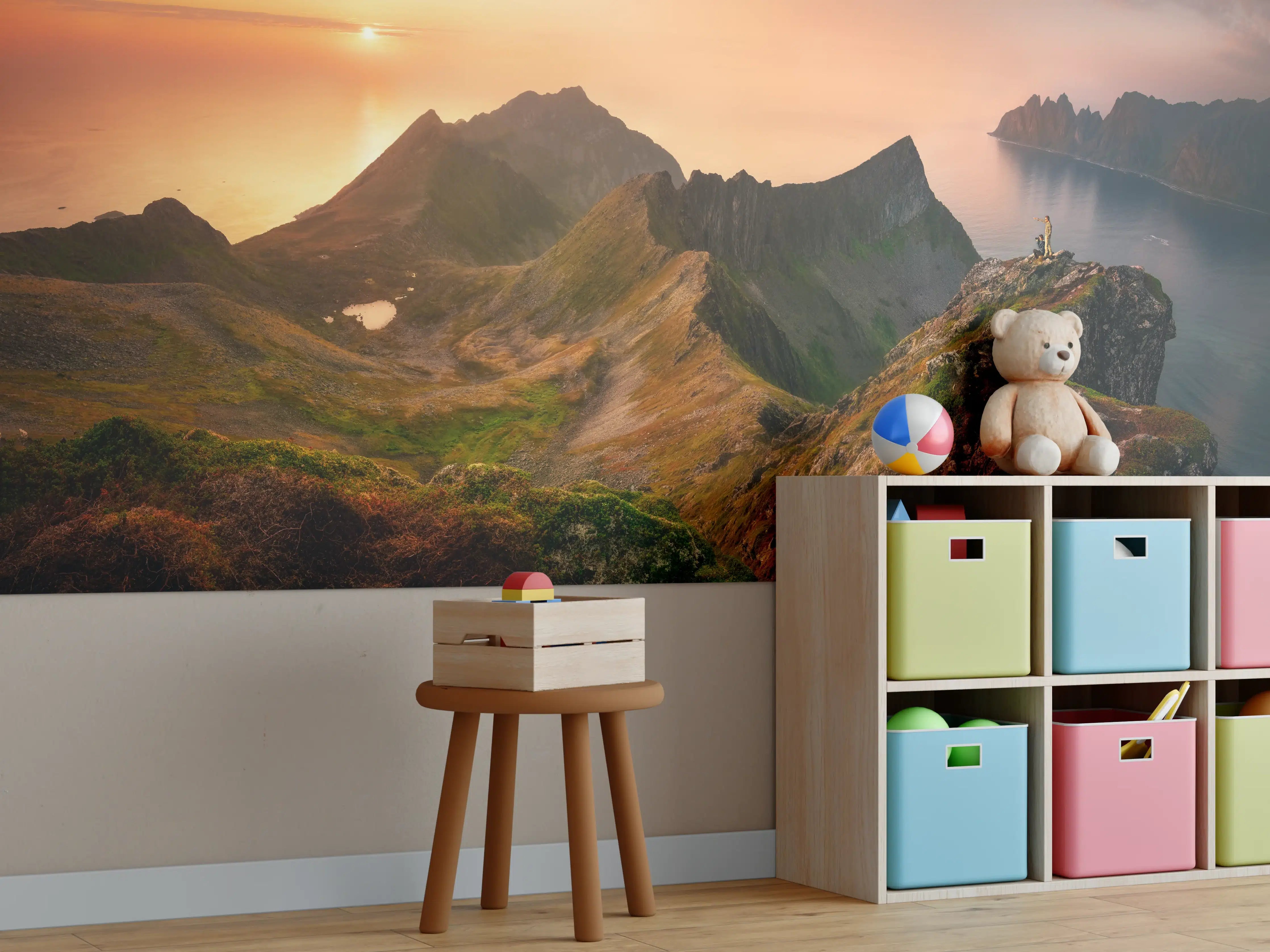 Kinderzimmer Wandgestaltung - Sonnenuntergang auf der Insel Senja