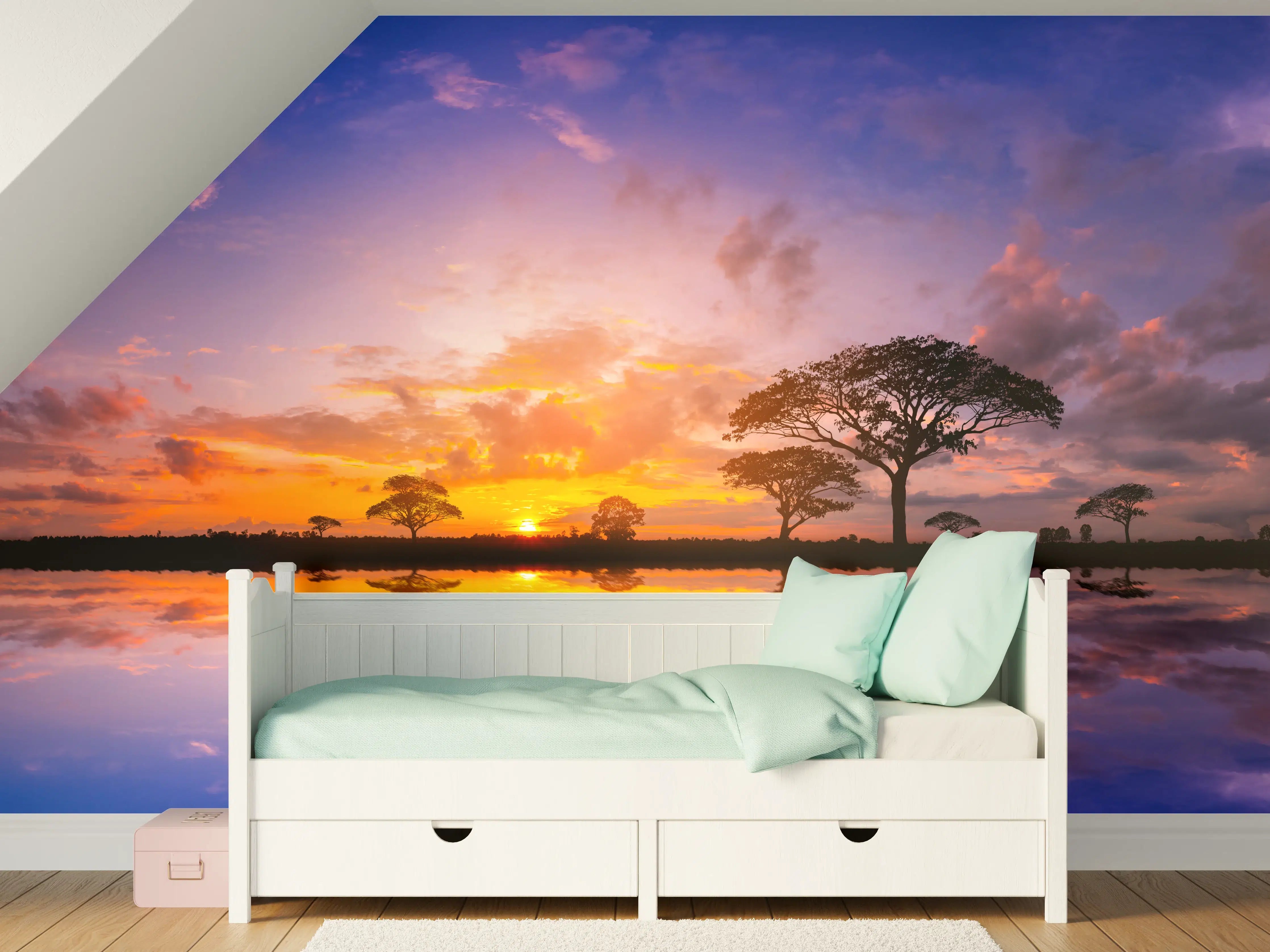 Kinderzimmer Wandgestaltung - Sonnenuntergang in Afrika