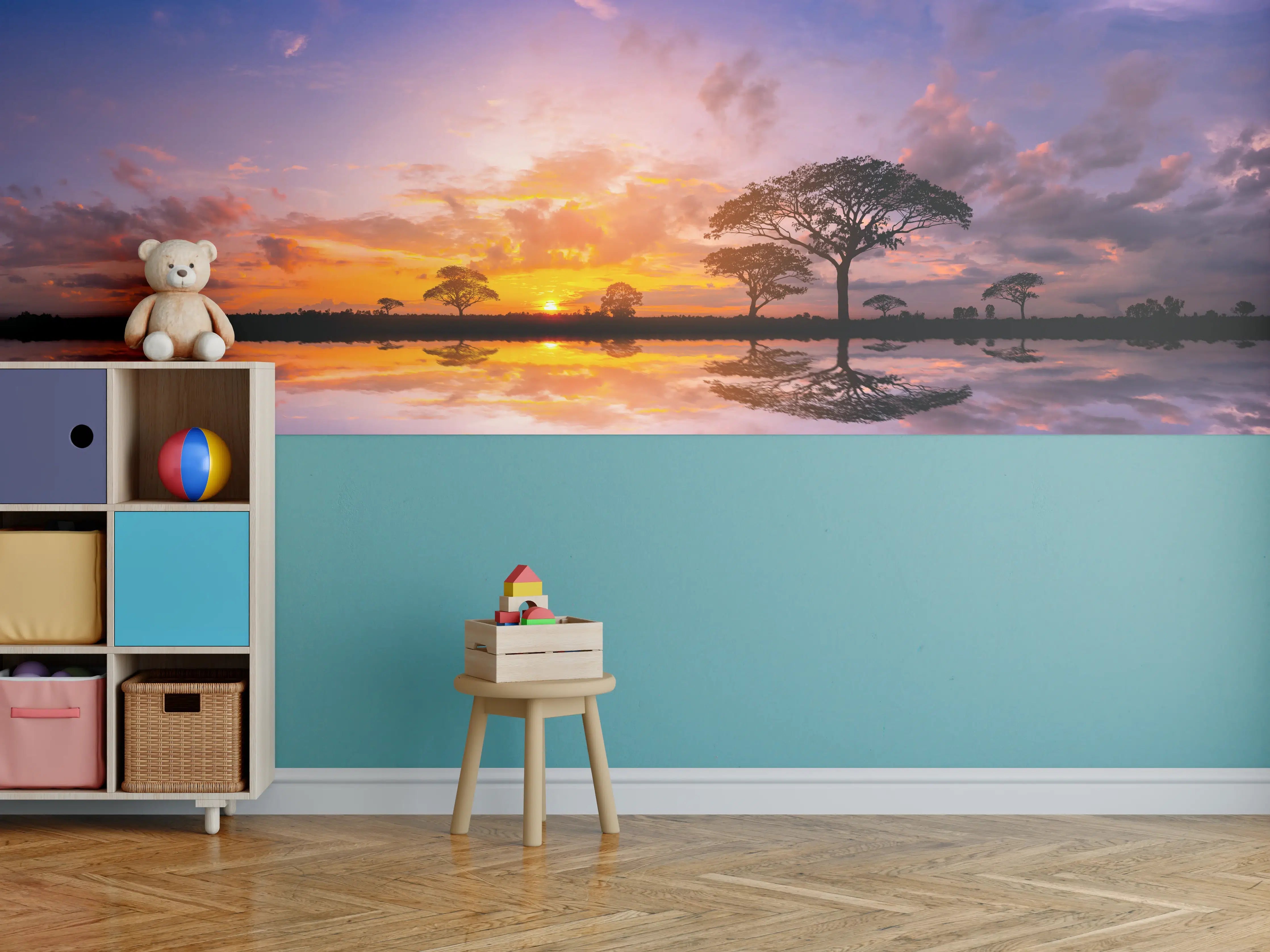 Kinderzimmer Wandgestaltung - Sonnenuntergang in Afrika