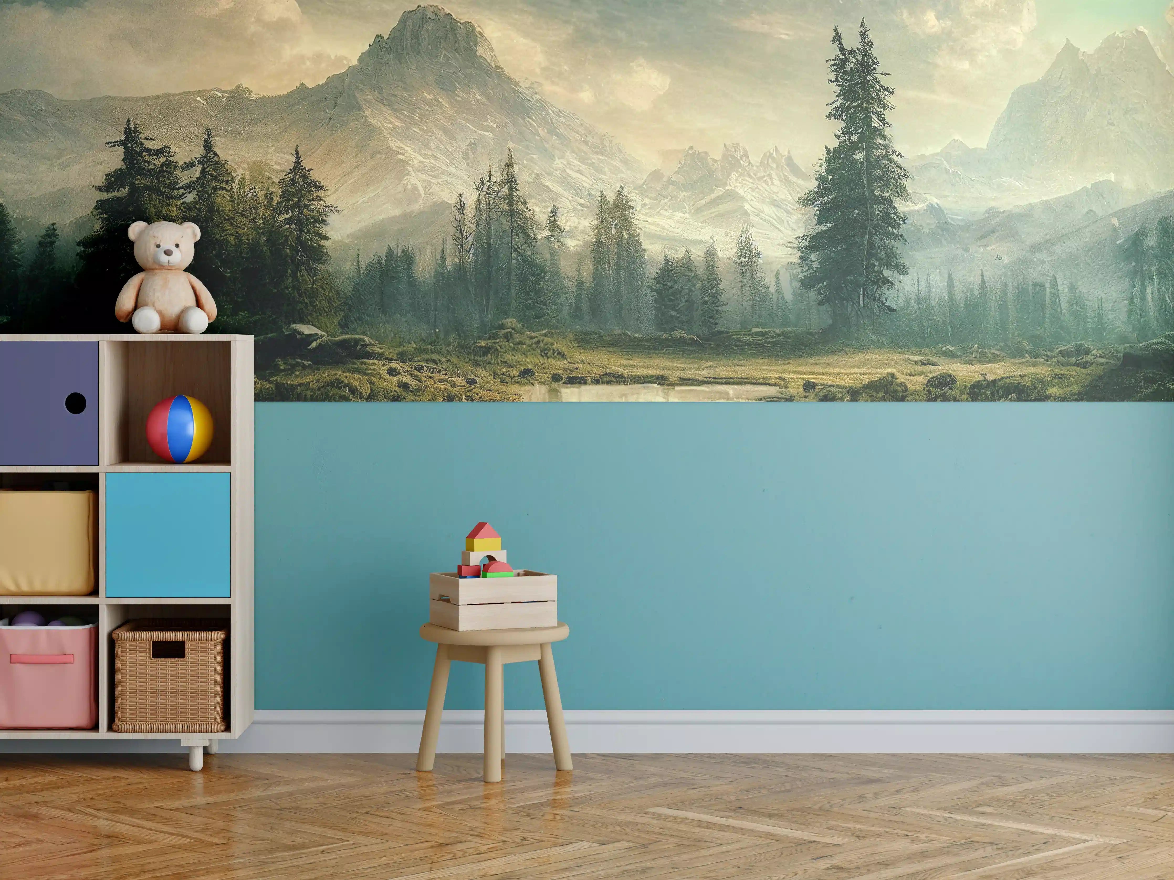 Kinderzimmer Wandgestaltung - Sonnenuntergang in den Bergen