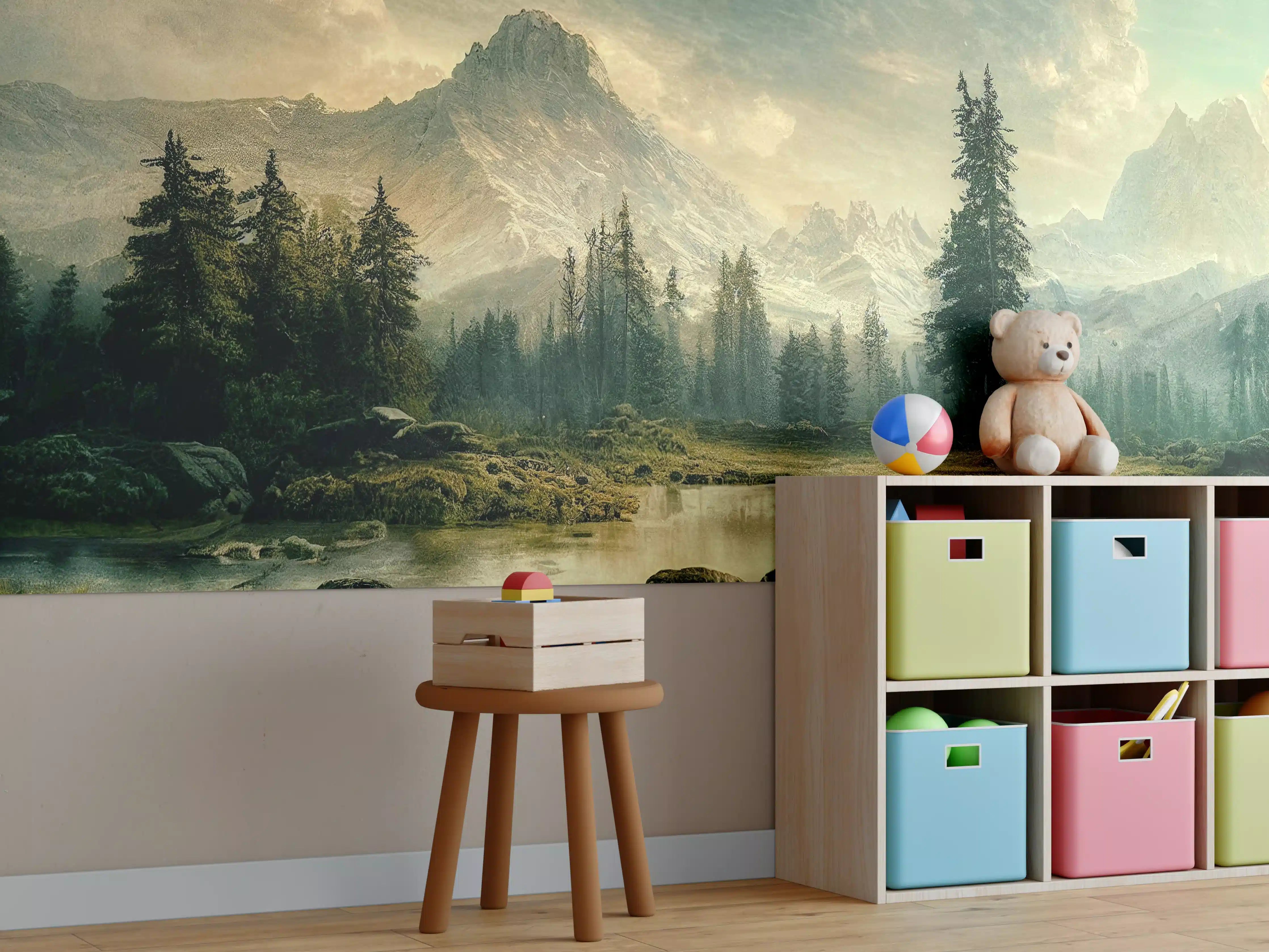 Kinderzimmer Wandgestaltung - Sonnenuntergang in den Bergen