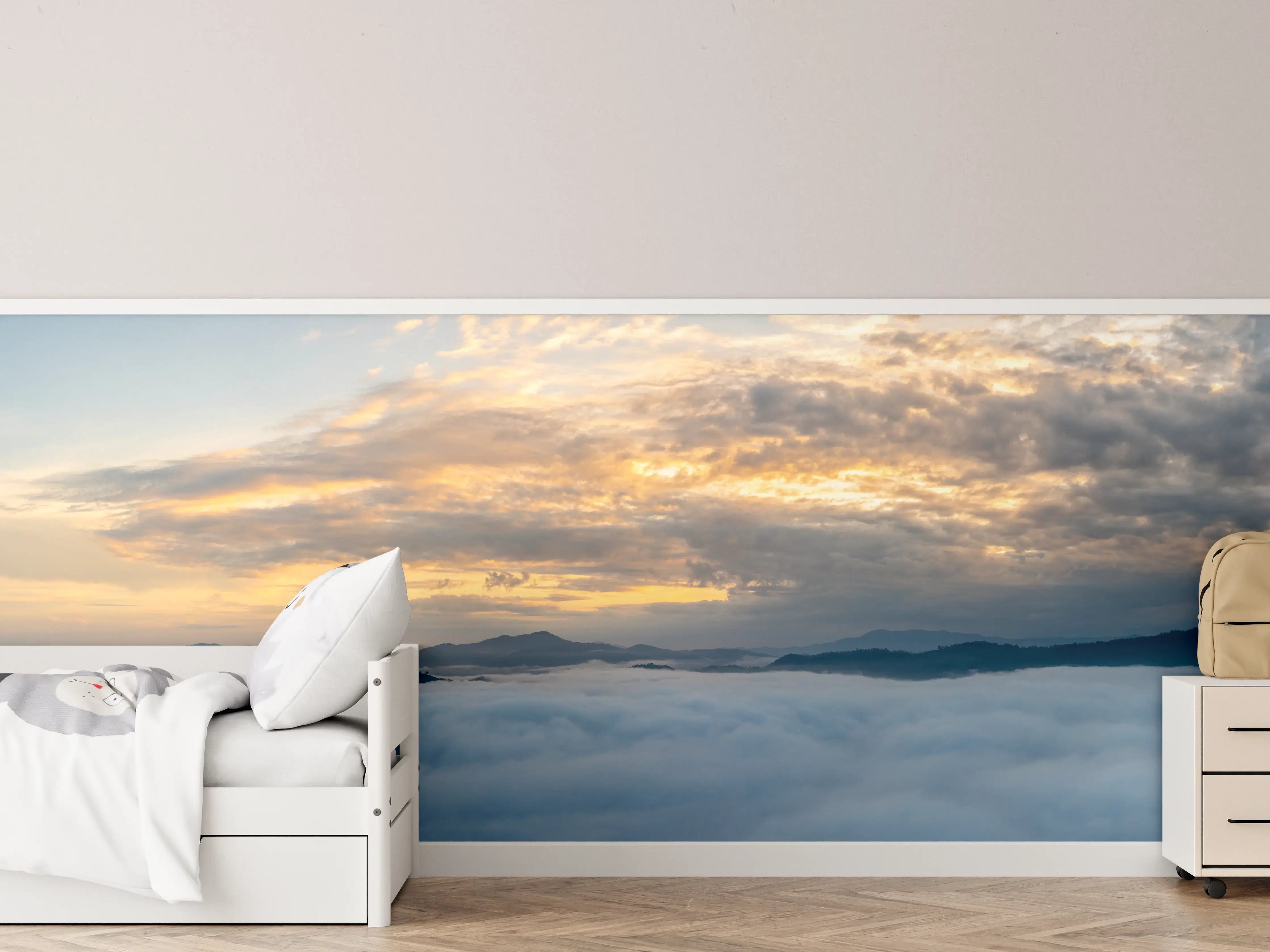 Kinderzimmer Wandgestaltung - Sonnenuntergang über Wolkenmeer