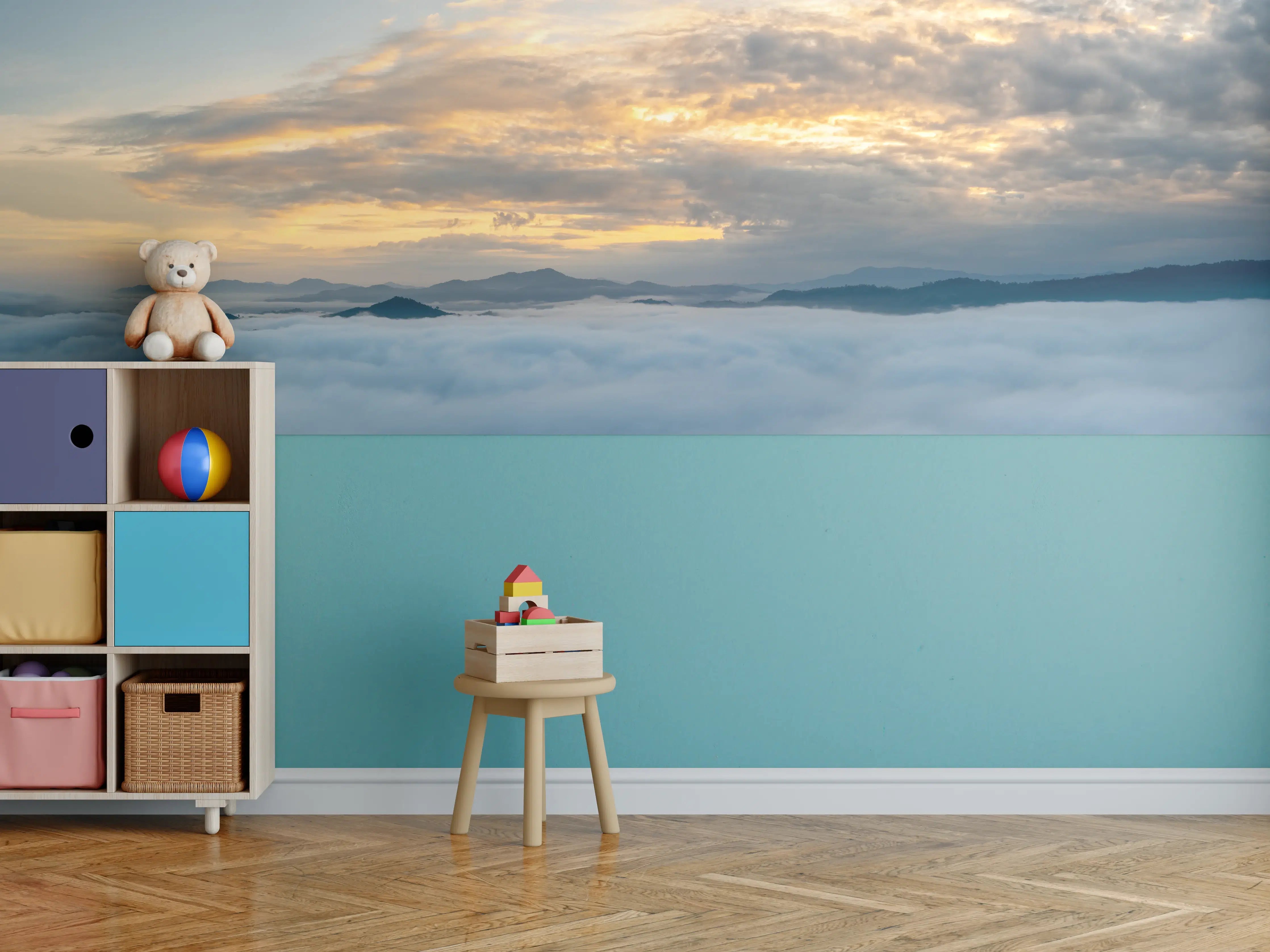 Kinderzimmer Wandgestaltung - Sonnenuntergang über Wolkenmeer