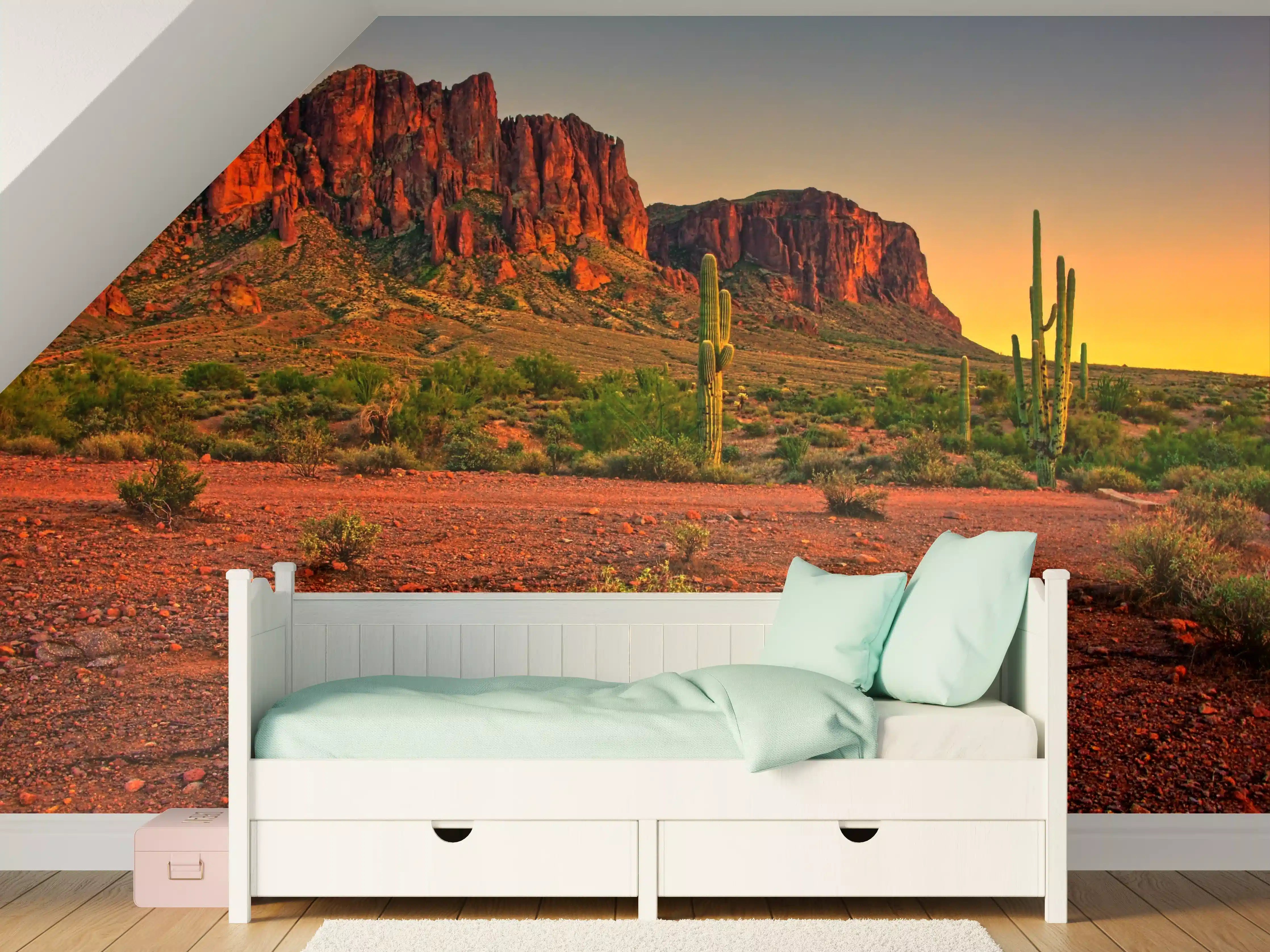 Kinderzimmer Wandgestaltung - Sonnenuntergang über den kanarischen Bergen