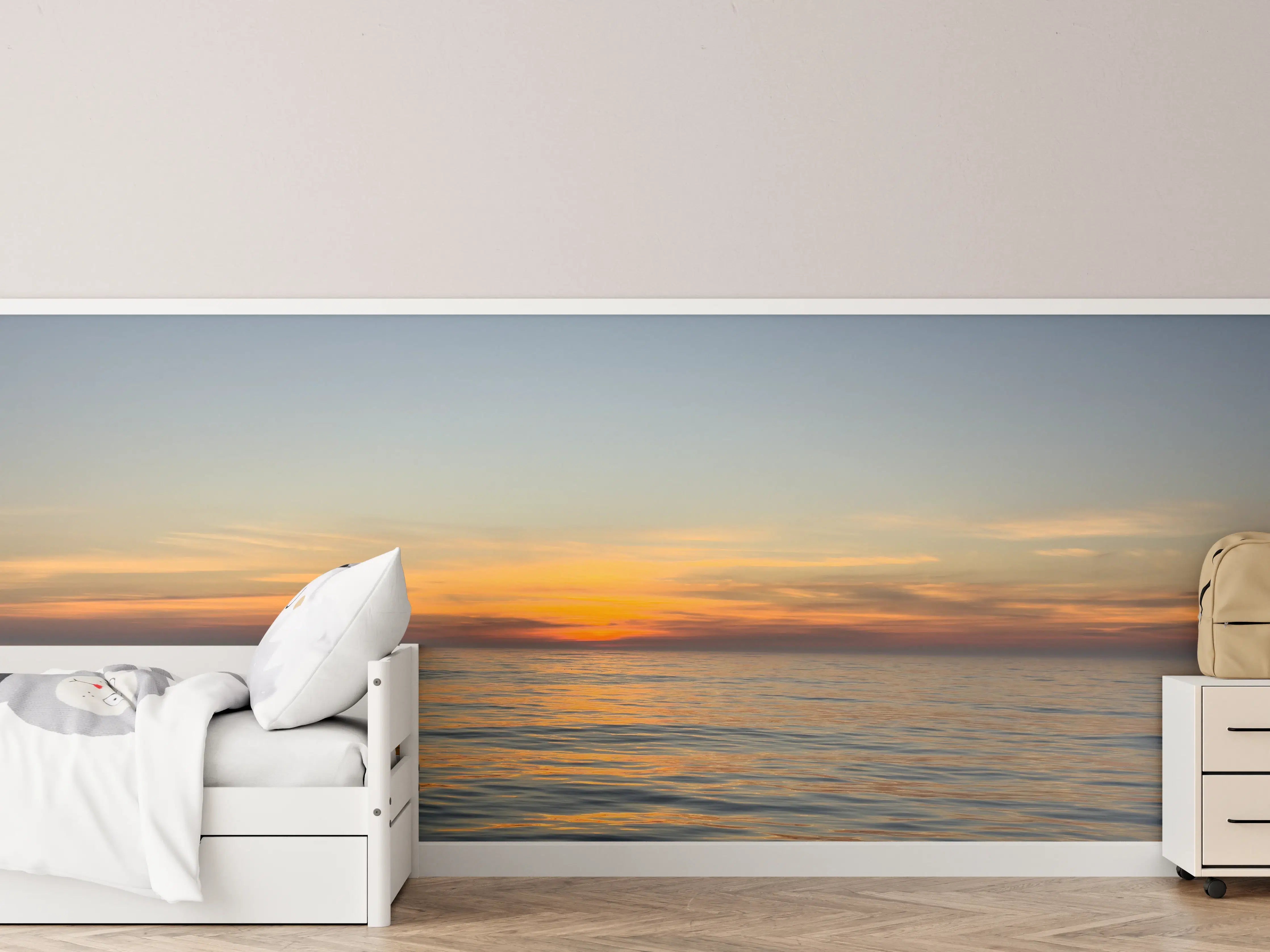 Kinderzimmer Wandgestaltung - Sonnenuntergang über ruhigem Meer