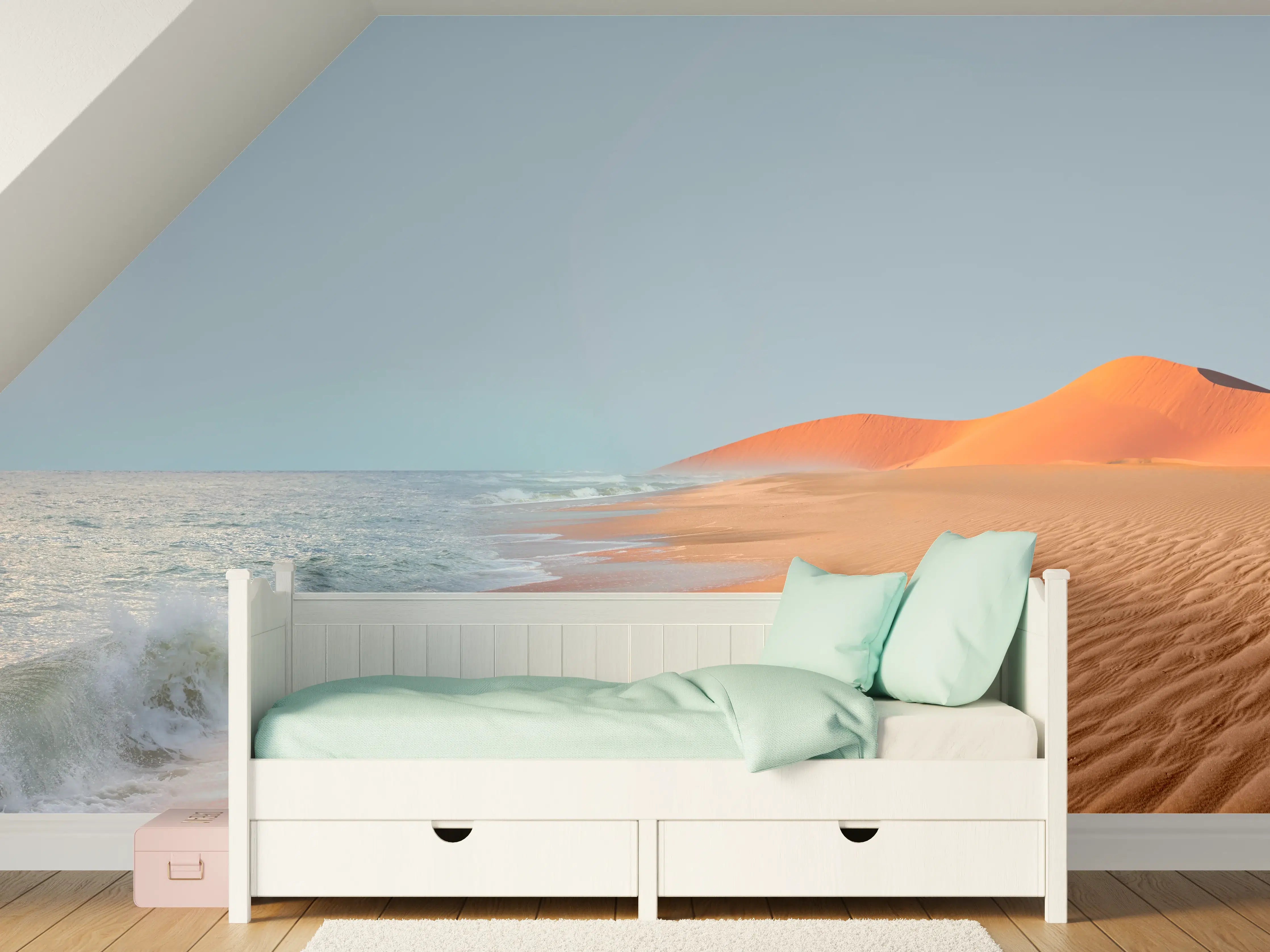 Kinderzimmer Wandgestaltung - Sonniger Wüstenstrand bei Sonnenaufgang