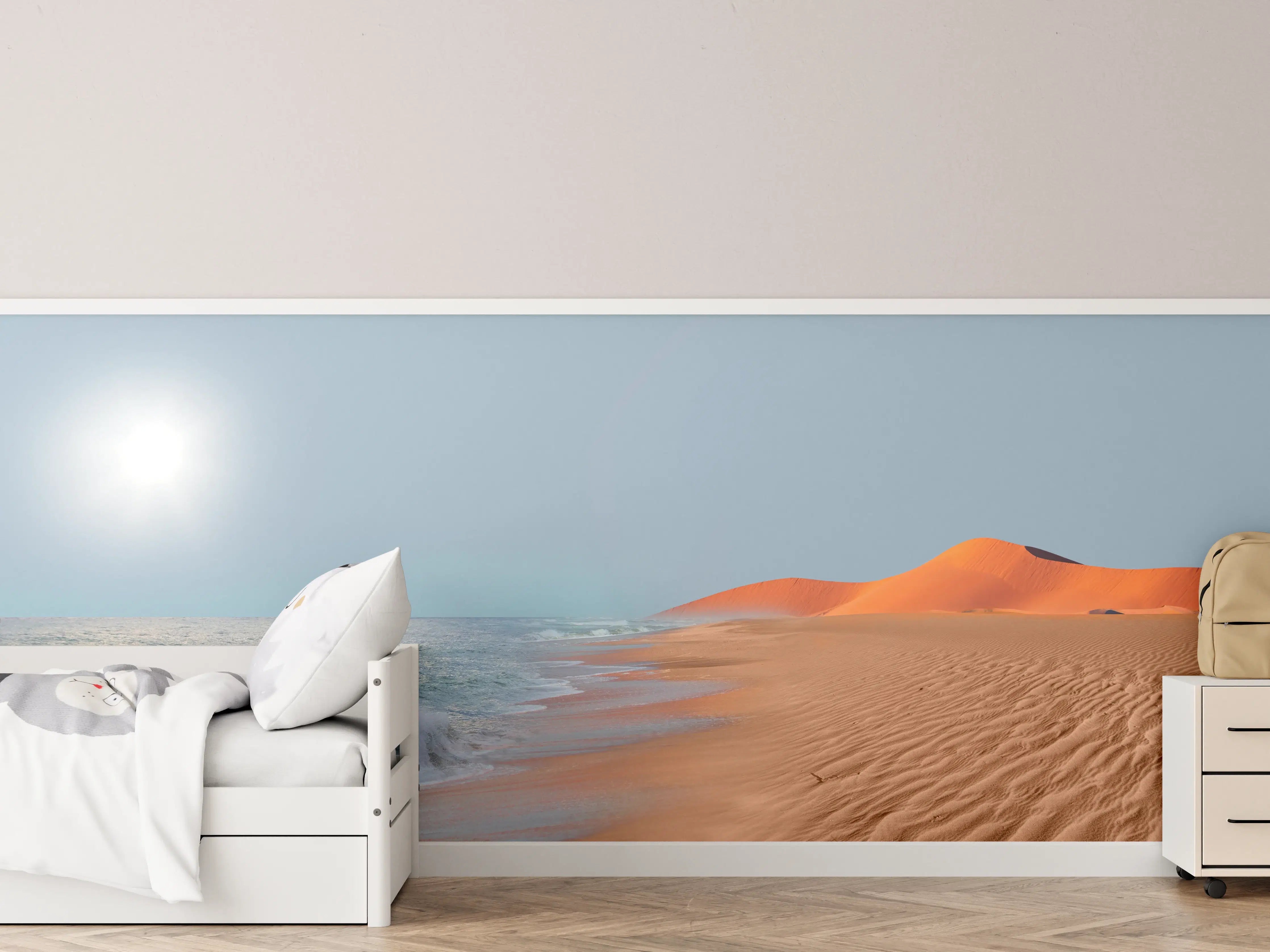 Kinderzimmer Wandgestaltung - Sonniger Wüstenstrand bei Sonnenaufgang